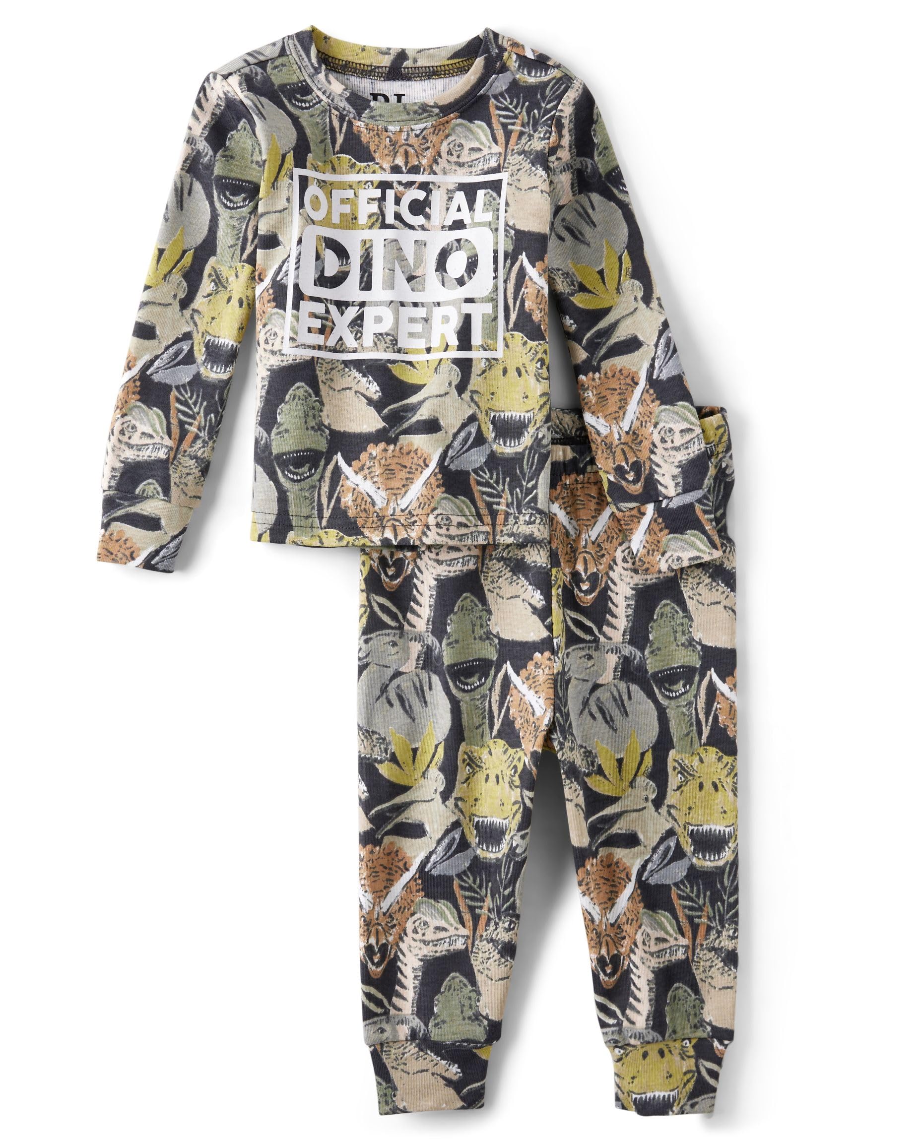 The Children's Place baby boys Button Long Sleeve Top and Pants Snug Fit 100% Cotton 2 Piece Pajama Set