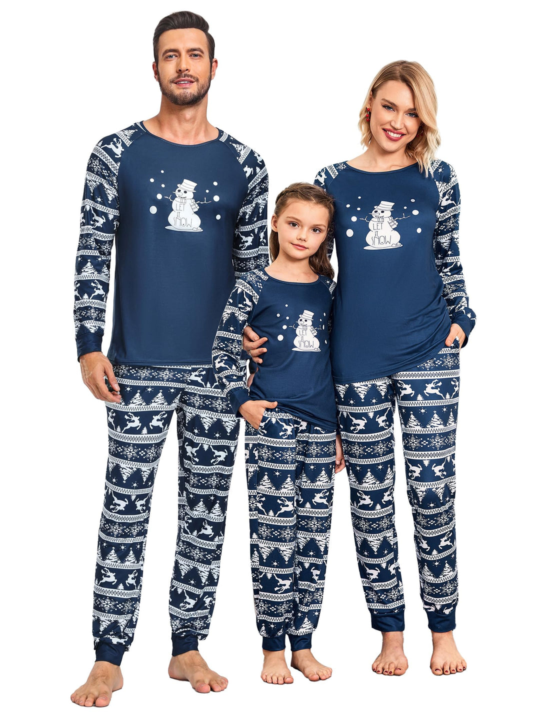 Ekouaer Christmas Pajamas for Family Long Sleeve Pjs Matching Sets with Plaid Pants Soft Sleepwear Loungewear