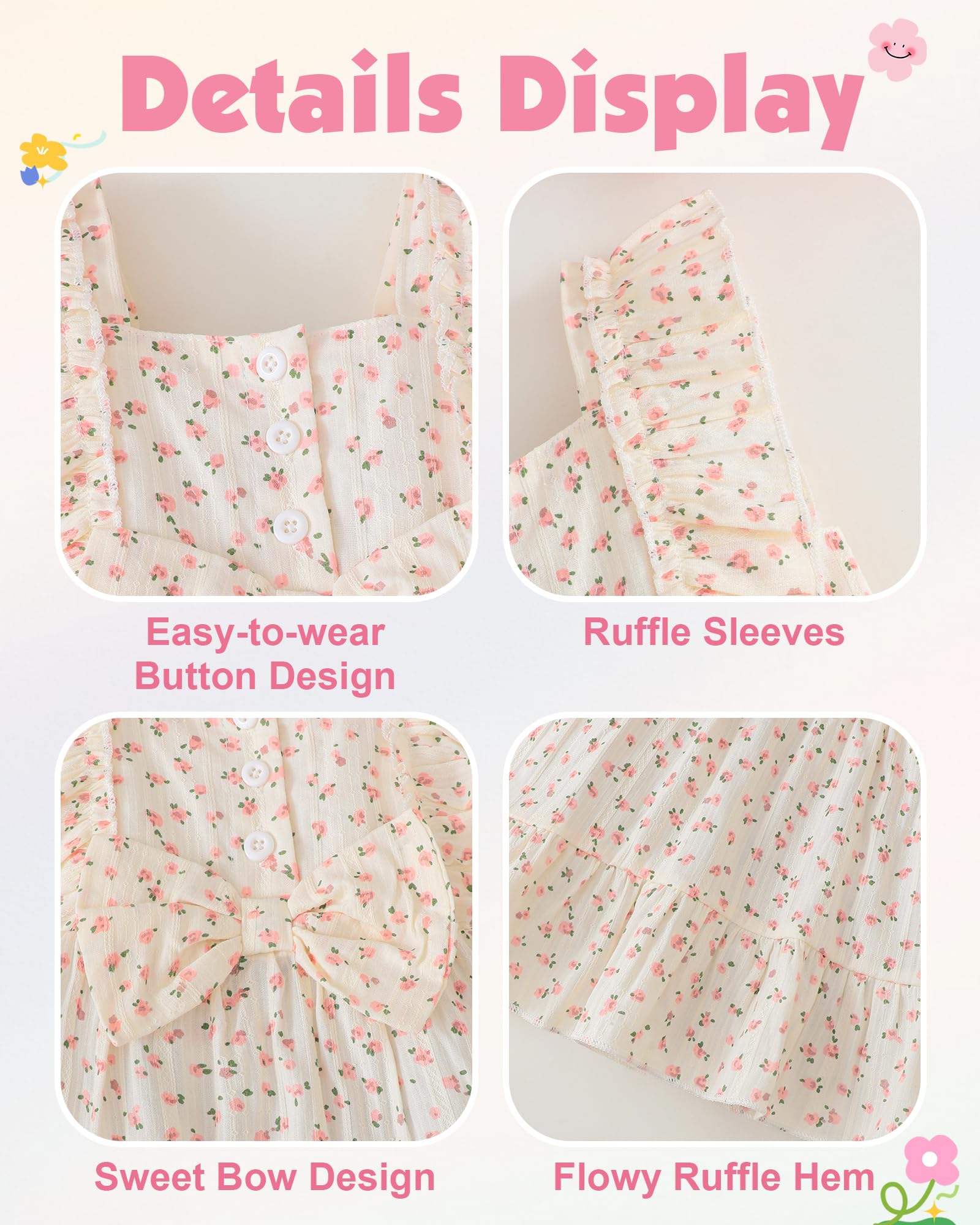 Renotemy Newborn Infant Baby Girl Dresses Summer Outfits Boho Casual Sundress Gifts Toddler Clothes for Girl with Hat and Bag WEBE CLOTHING
