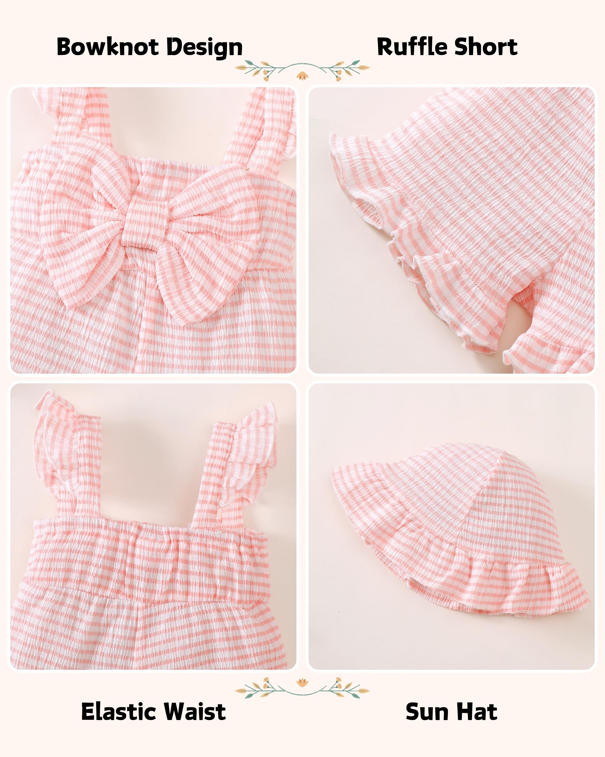 XUANHAO Baby Girl Clothes Summer Romper Outfits for Girls Cute Infant Toddler One-Piece Jumpsuit Ruffle Shorts Sets 6M-3Y WEBE CLOTHING