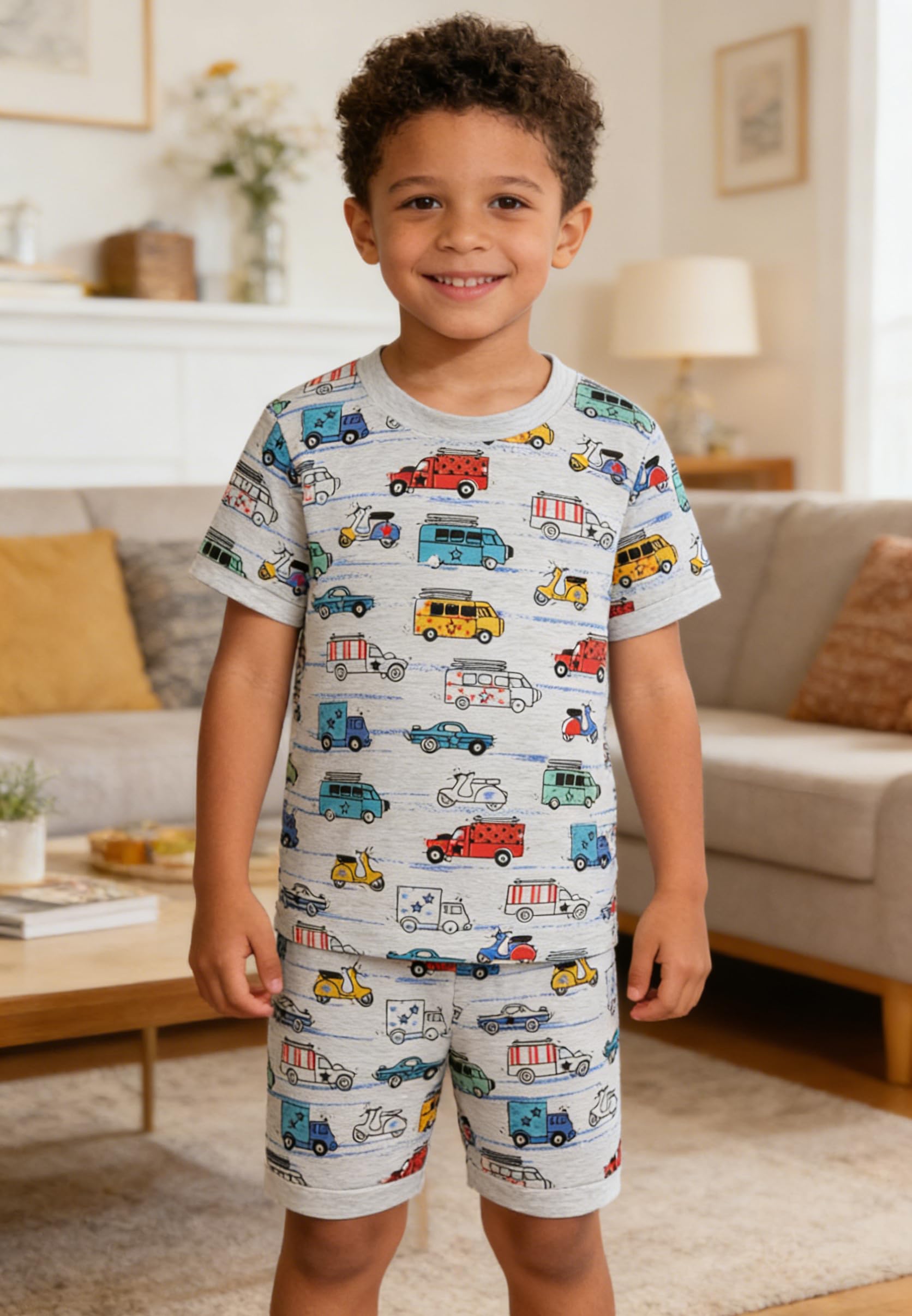 Little Hand Toddler Boys Pajamas Kids Dinosaur Summer PJS Monster Truck Boy Tractor Jammies Hockey Short Sets 2-7 Years