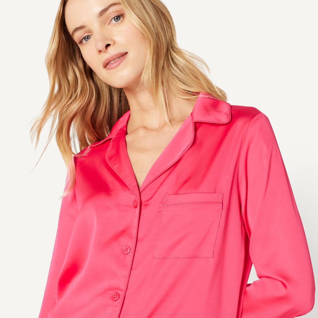 Amazon Essentials Women's Satin Long Sleeve Shirt and Pant Pajama Set