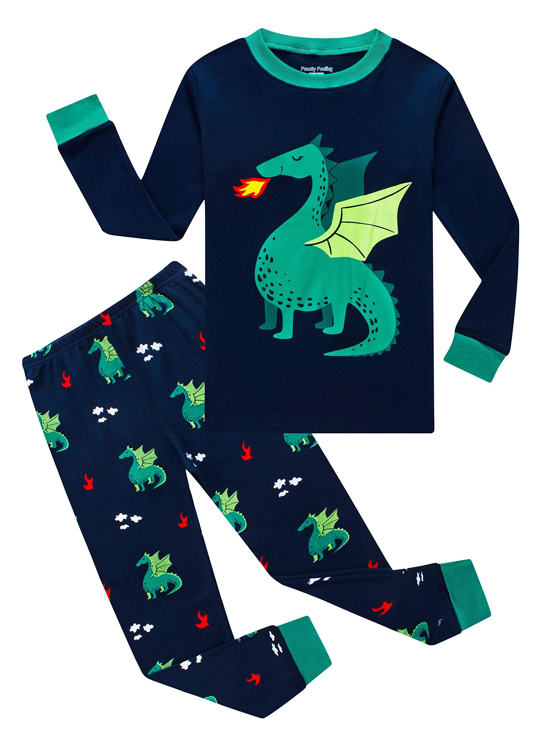 Family Feeling Kids & Toddler Boys Pajamas 2 Piece Pjs Set 100% Cotton Sleepwear
