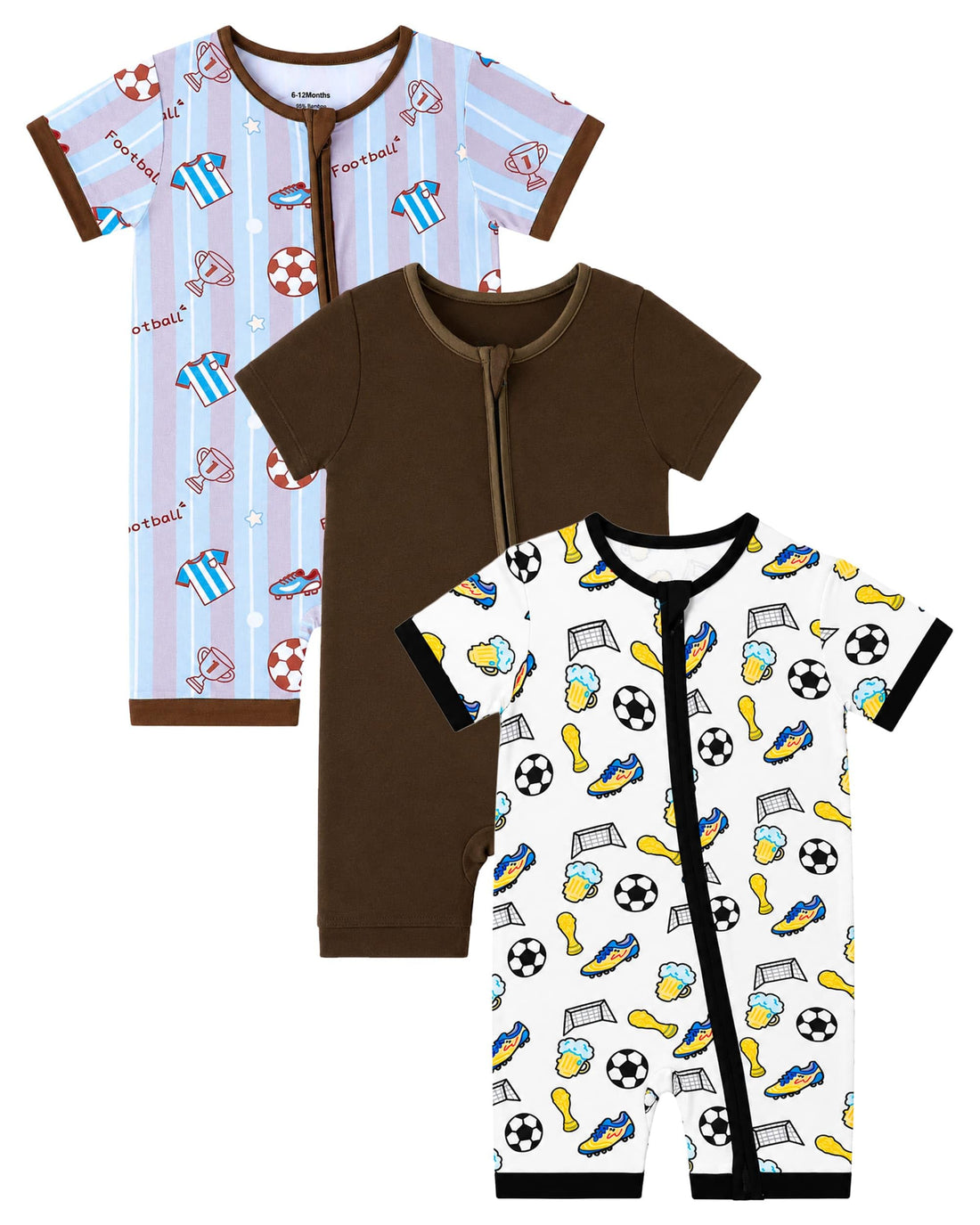 OPAWO Bamboo Baby Pajamas 3 Pack, Double Zipper Bamboo Sleepers for Baby Boy Girl Romper, Toddler Summer Clothes Outfit 0-24M WEBE CLOTHING