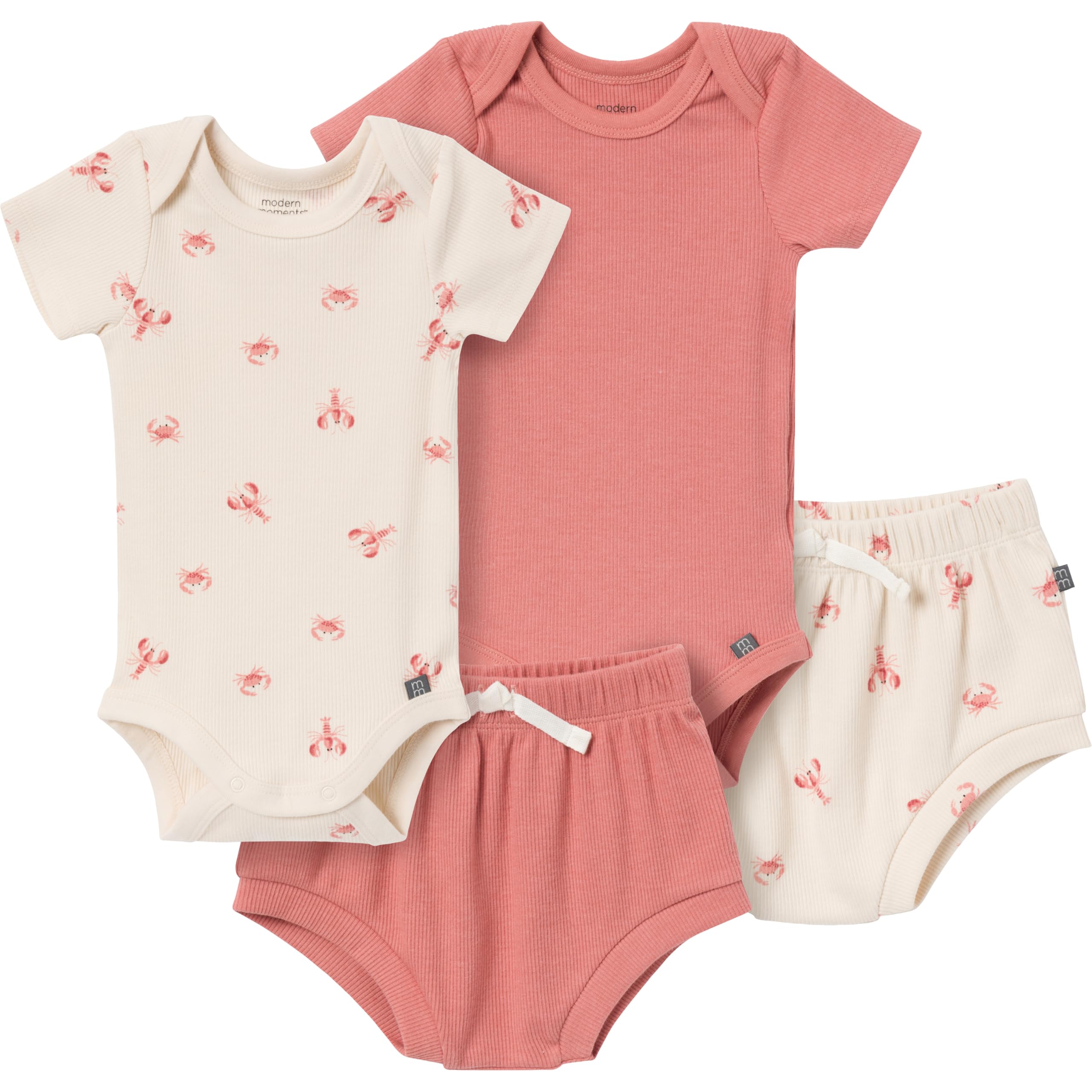 Modern Moments by Gerber Baby 4-pack Short-sleeve Bodysuits & Shortie Set WEBE CLOTHING