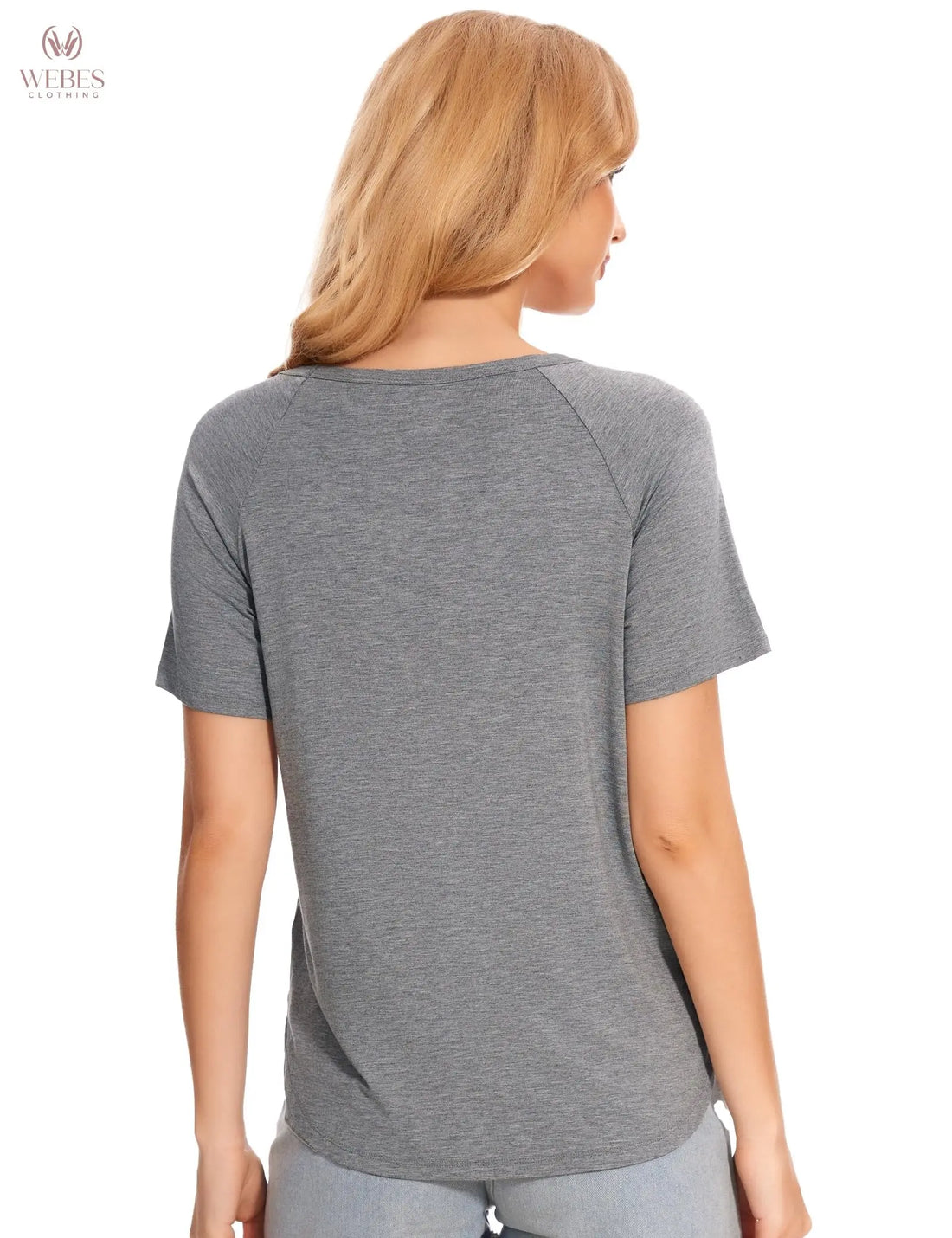 GYS Womens Pajama Tops Short Sleeve Shirts Summer Comfy Crew Neck Sleep T-Shirt