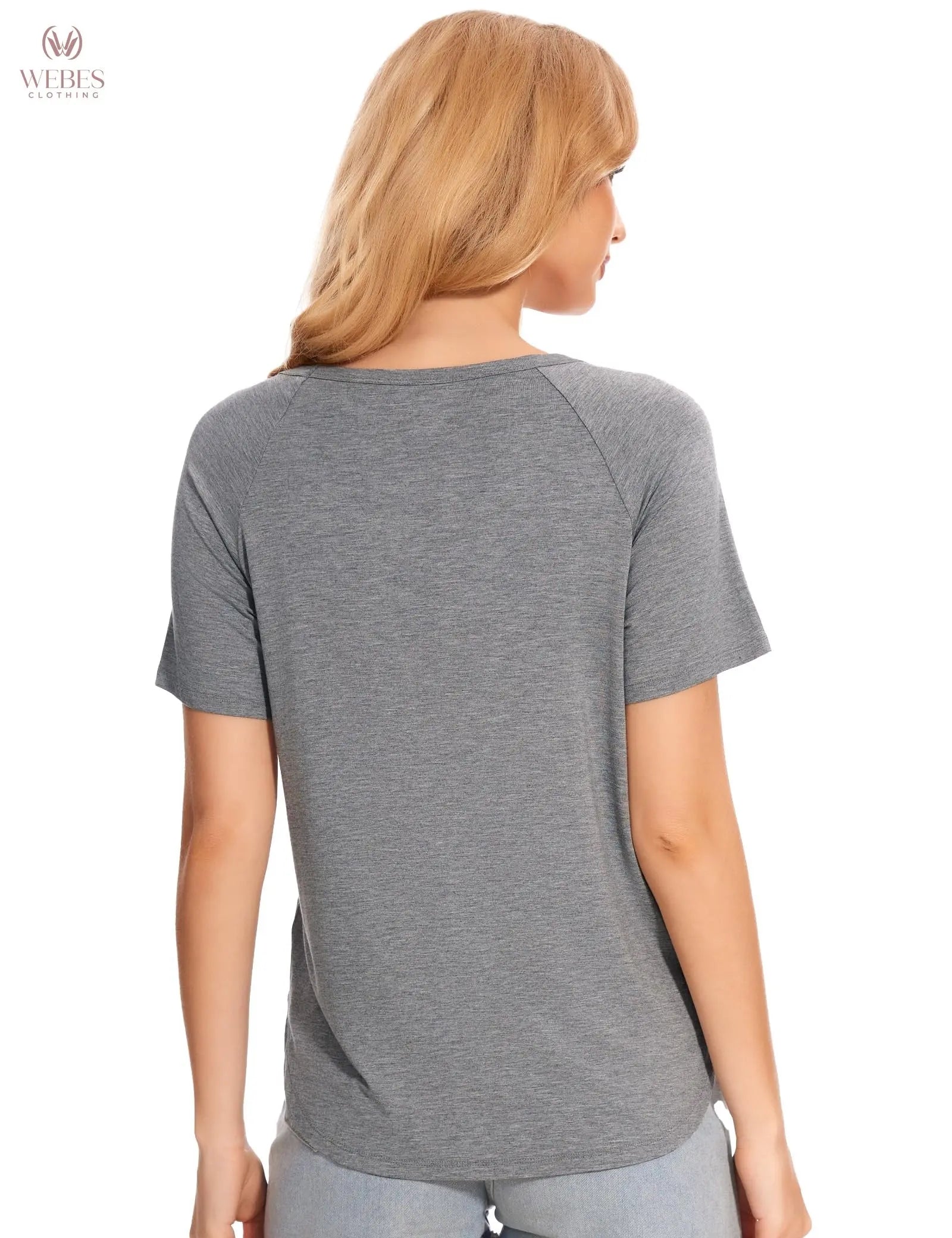 GYS Womens Pajama Tops Short Sleeve Shirts Summer Comfy Crew Neck Sleep T-Shirt