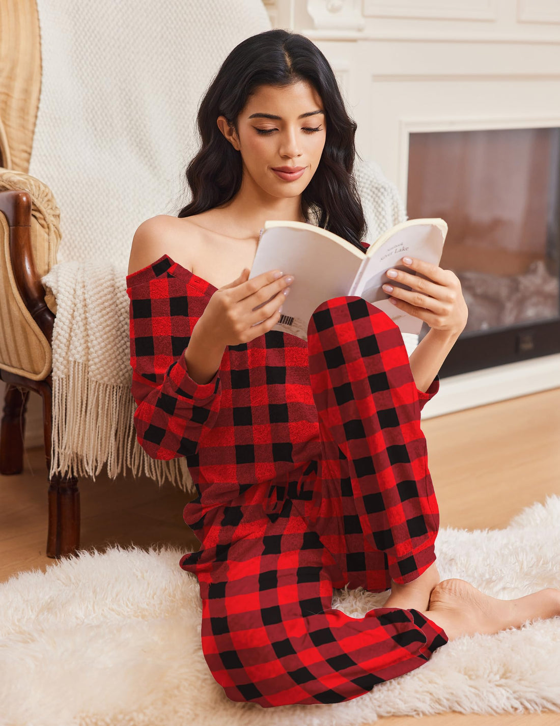 Ekouaer Womens Pajama Sets Long Sleeve Lounge Set 2 Piece Pj Sets for Women Henley Neck Casual Sleepwear Loungewear S-XXL