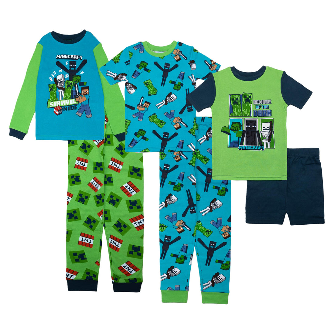 Minecraft Boys' 6-piece Snug-fit Cotton Pajama Set, Soft & Cute for Kids