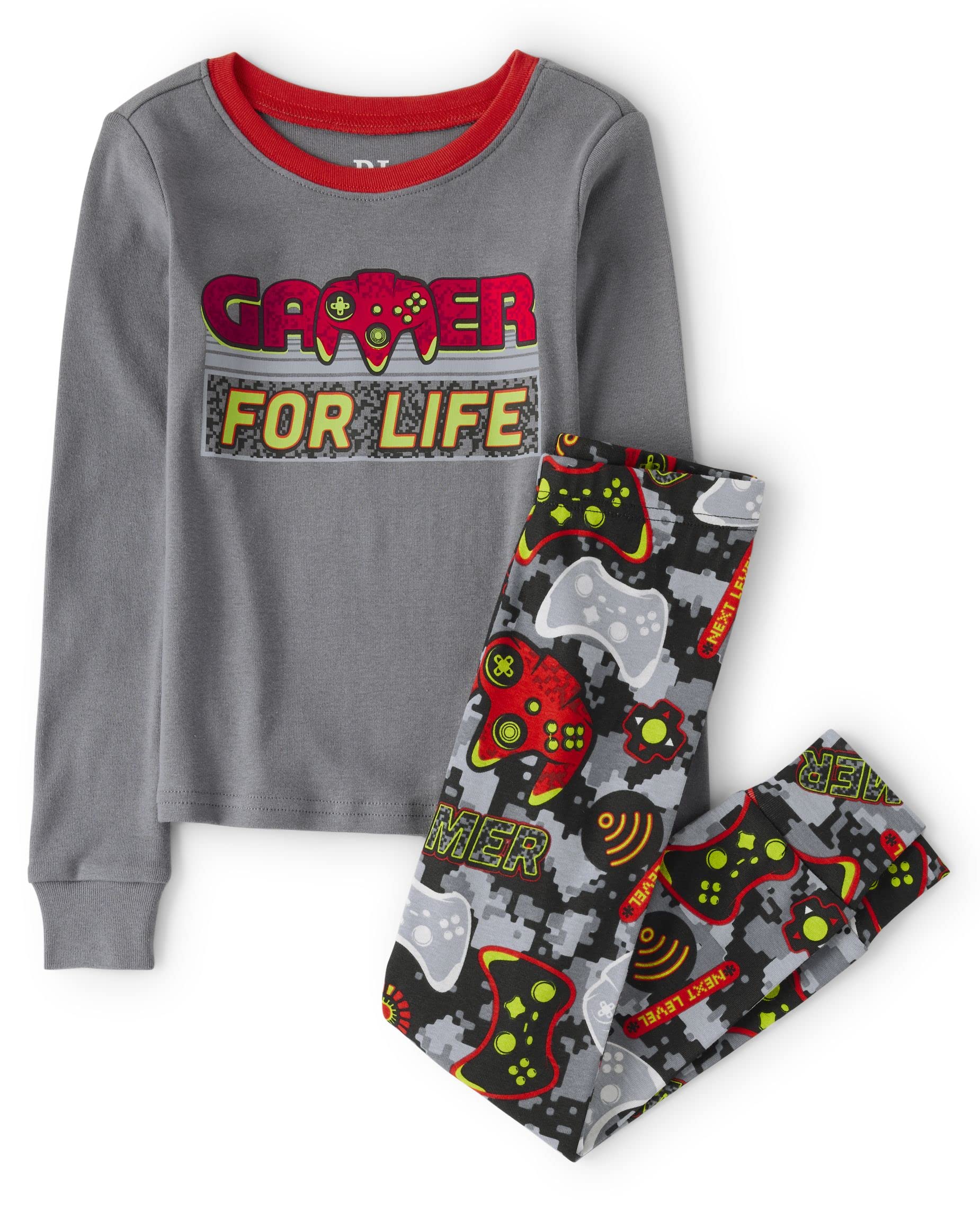 The Children's Place boys 100% Cotton Long Sleeve Top and Pants,2 Piece Pajama Set