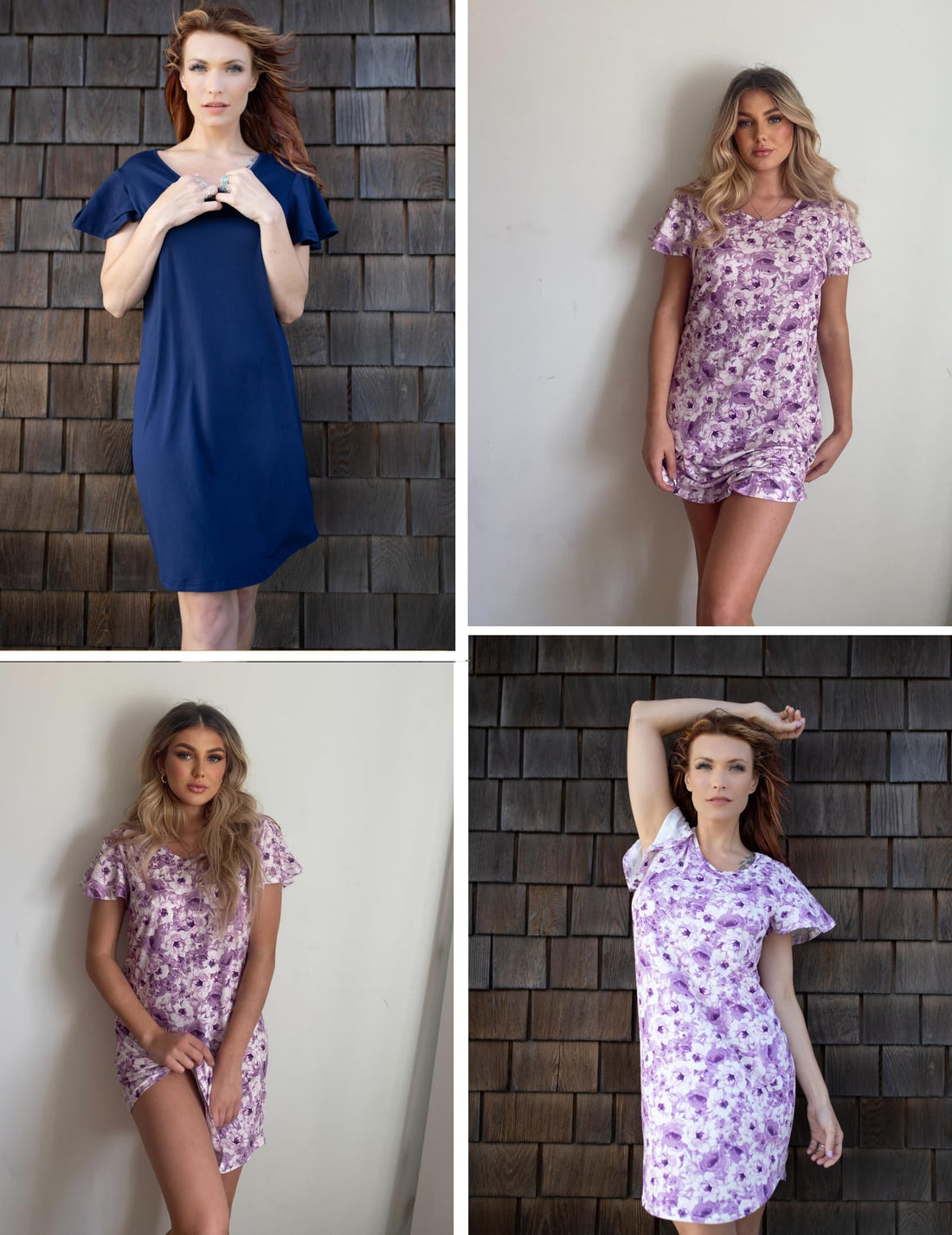 Ekouaer 2 Pack Women's Nightgown Short Sleeve Nightshirts Comfy Soft Pajama Sleep Dress