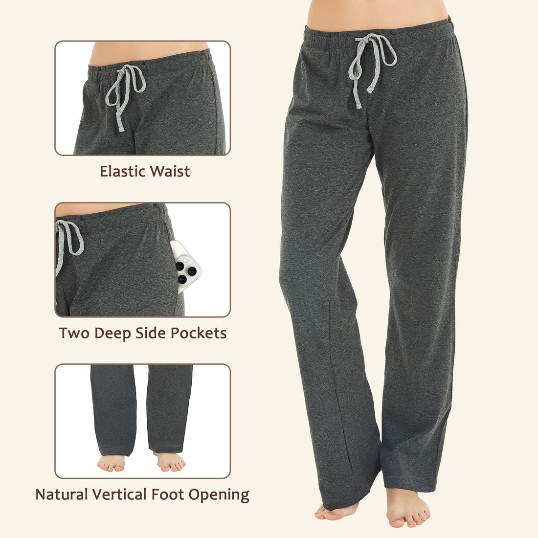 U2SKIIN Pajama Pants for Women Soft, Cotton Comfortable Womens Lounge Sleep Pj Bottoms for Women