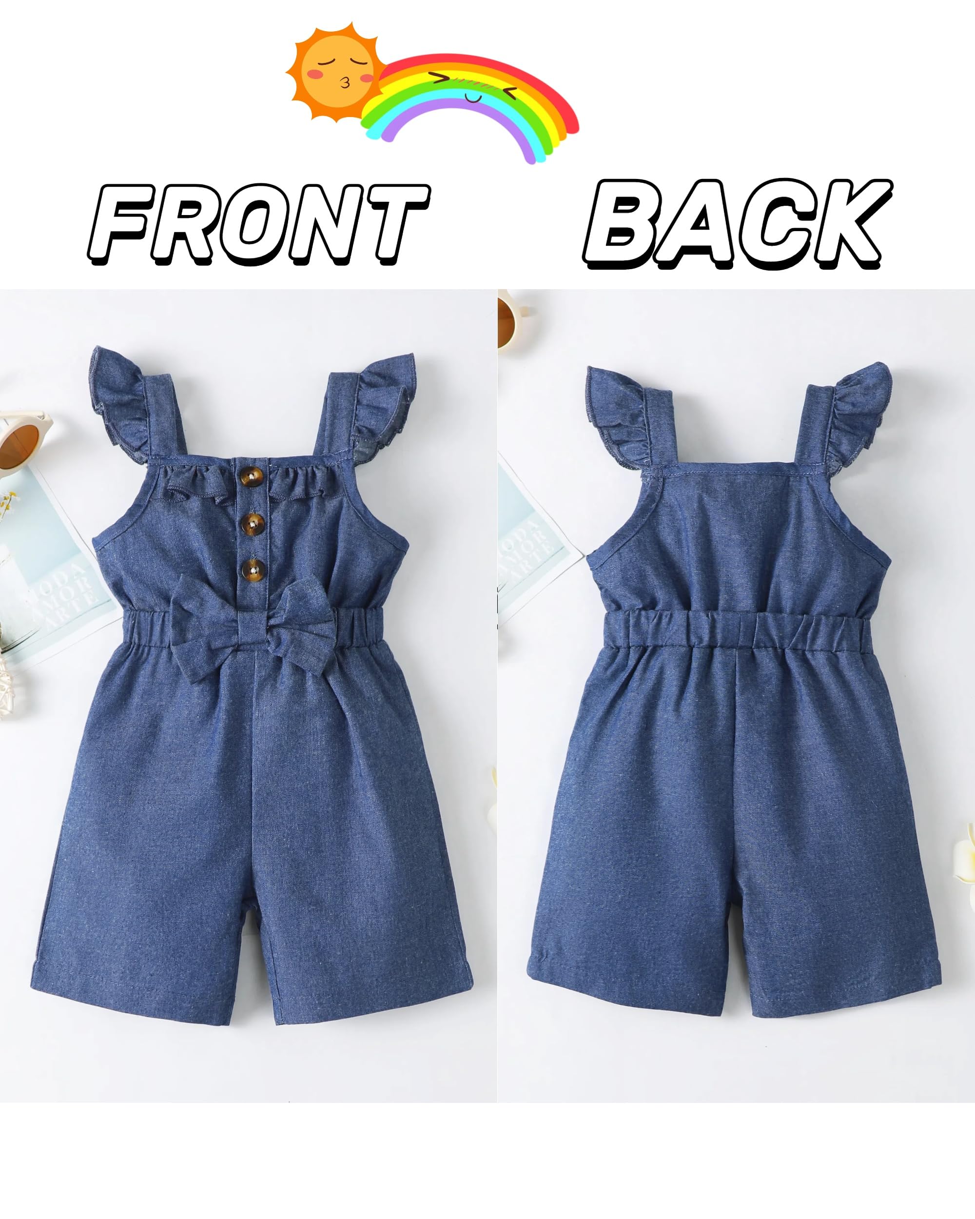 XUANHAO Baby Girl Clothes Summer Romper Outfits for Girls Cute Infant Toddler One-Piece Jumpsuit Ruffle Shorts Sets 6M-3Y WEBE CLOTHING