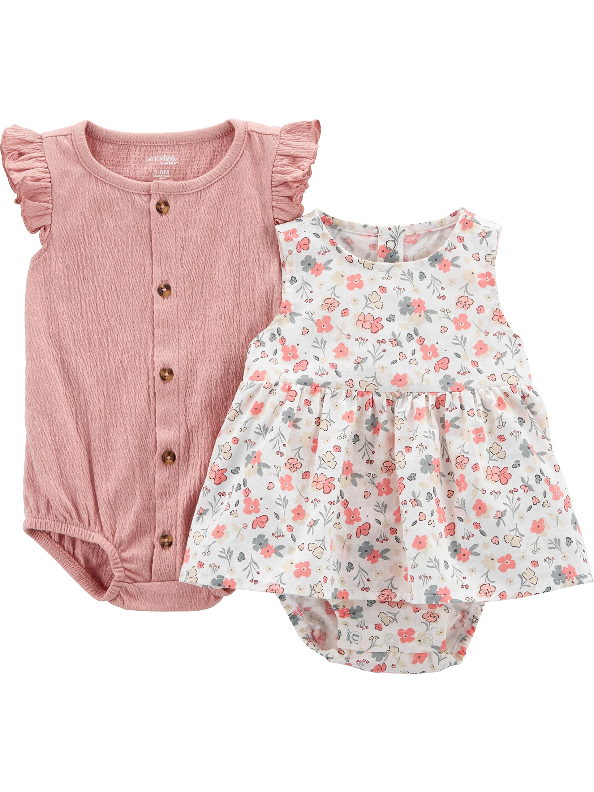 Simple Joys by Carter's Baby Girls' 2-pack Sleeveless Rompers WEBE CLOTHING