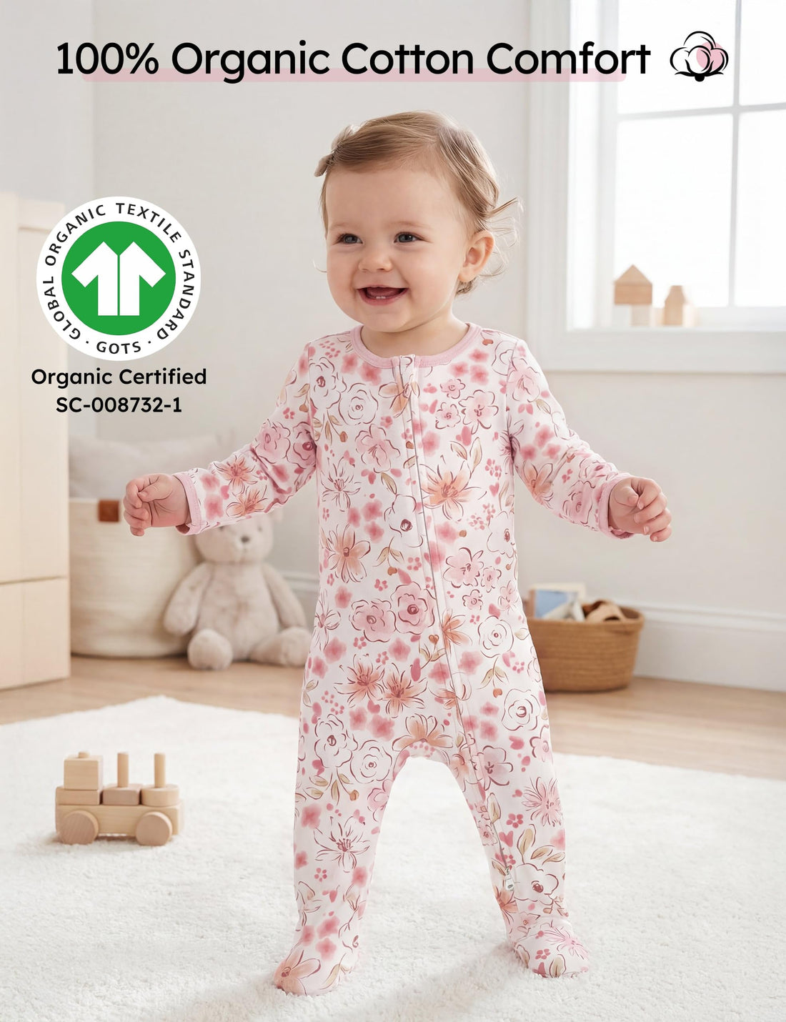 Yoofoss Baby Pajamas 100% Organic Cotton Baby Sleepers for Newborn 0-3 3-6 6-9 Months Boys Girl Clothes 3pcs Footed PJs