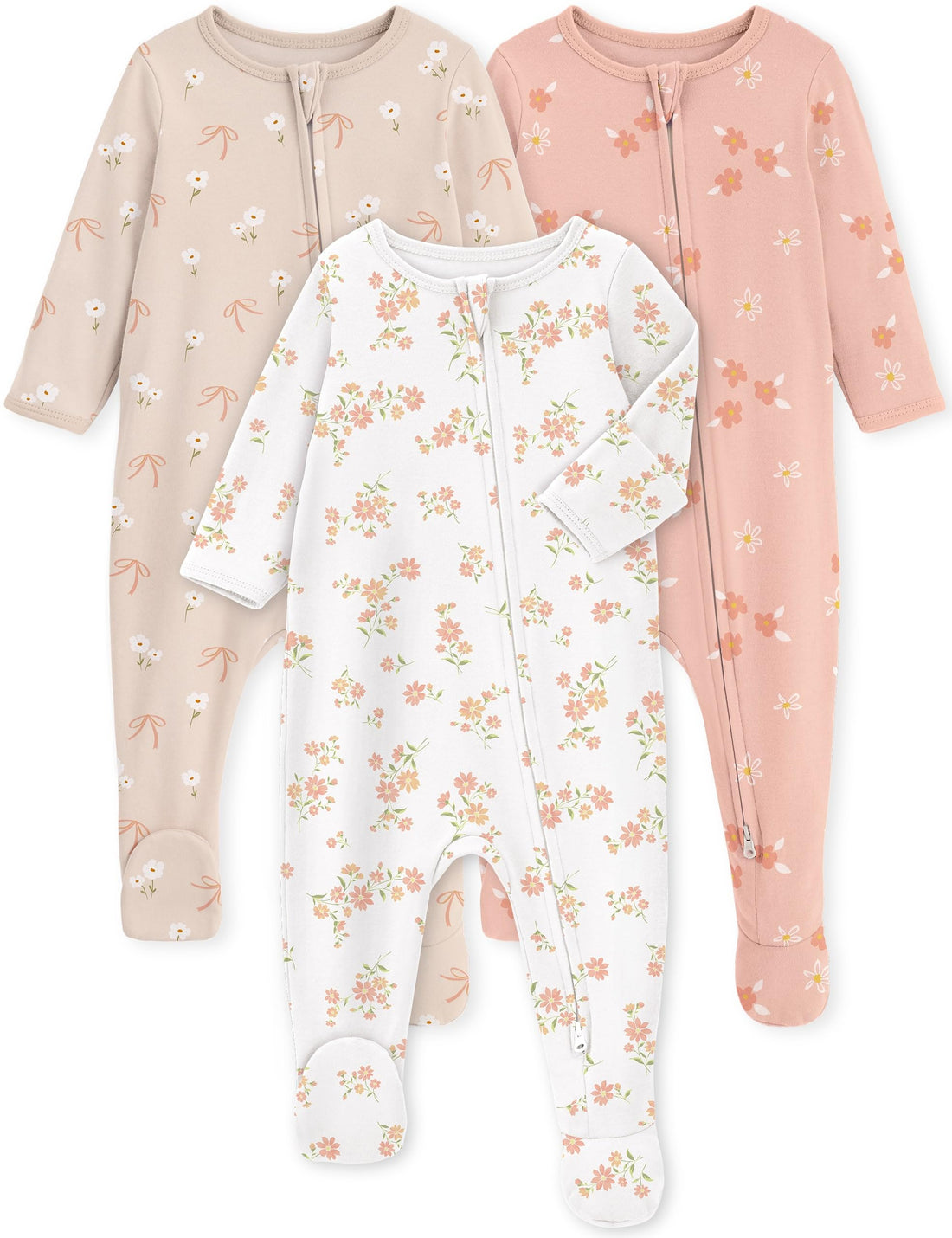 Yoofoss Baby Pajamas 100% Organic Cotton Baby Sleepers for Newborn 0-3 3-6 6-9 Months Boys Girl Clothes 3pcs Footed PJs