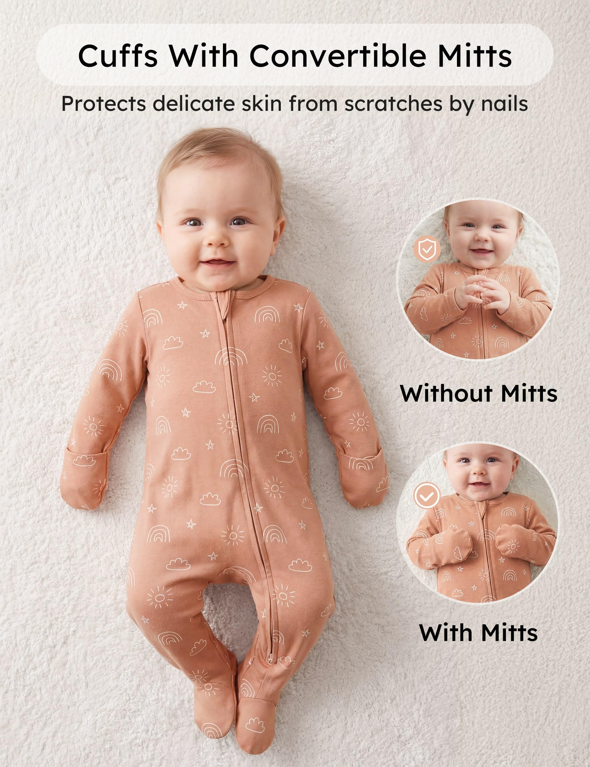Yoofoss Baby Pajamas 100% Organic Cotton Baby Sleepers for Newborn 0-3 3-6 6-9 Months Boys Girl Clothes 3pcs Footed PJs