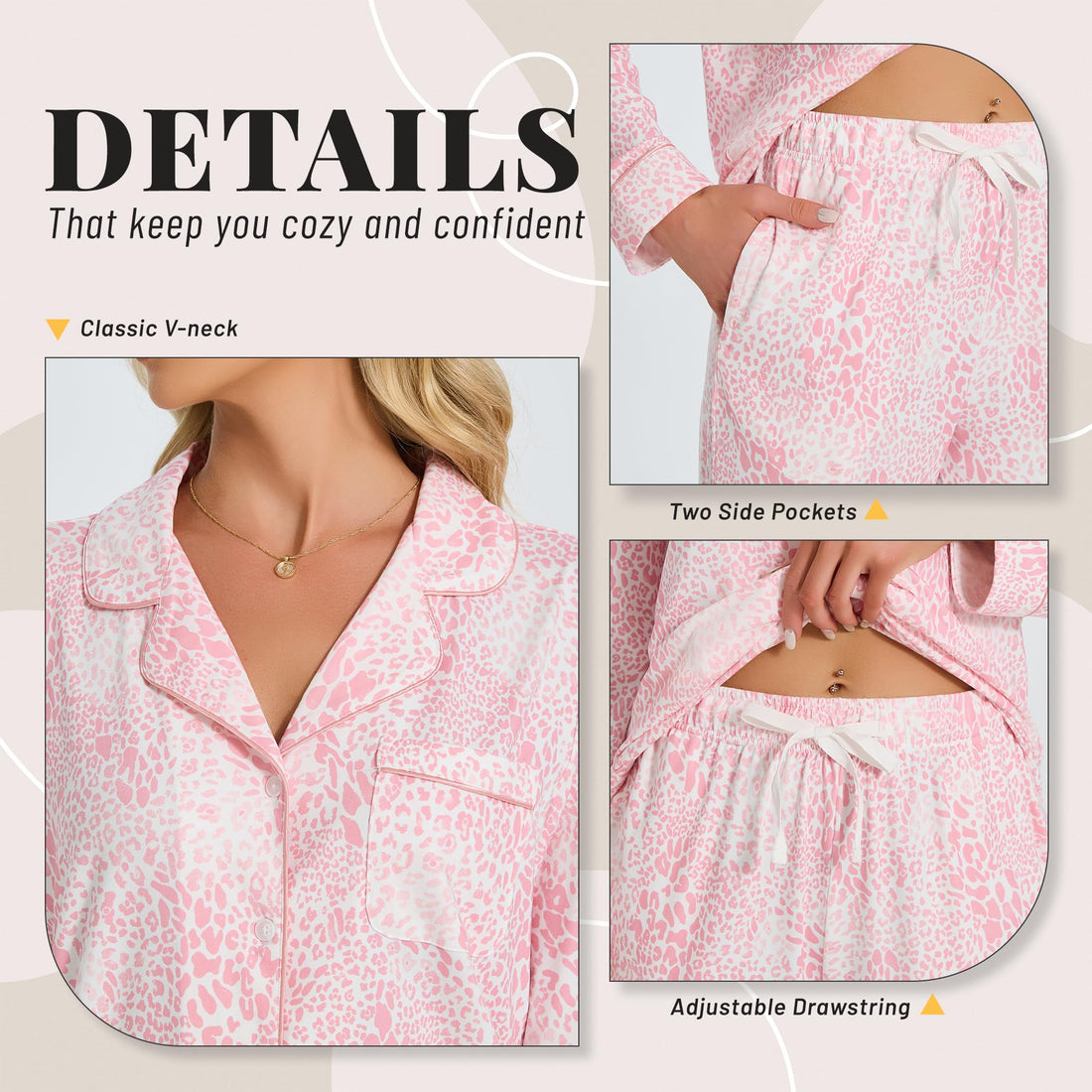 LYCY Womens Pajama Sets Floral Print, Long Sleeve Button Down Pajamas Set for Women Soft Sleepwear Pjs 2 piece Loungewear