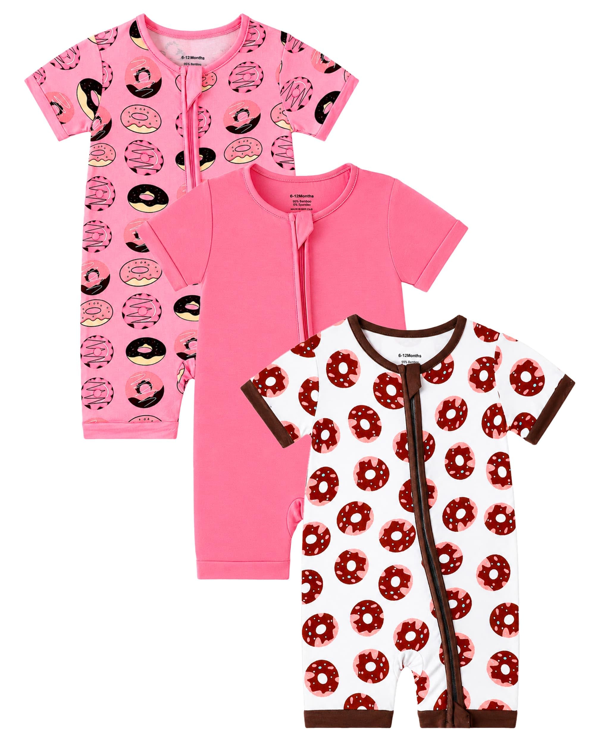 OPAWO Bamboo Baby Pajamas 3 Pack, Double Zipper Bamboo Sleepers for Baby Boy Girl Romper, Toddler Summer Clothes Outfit 0-24M WEBE CLOTHING
