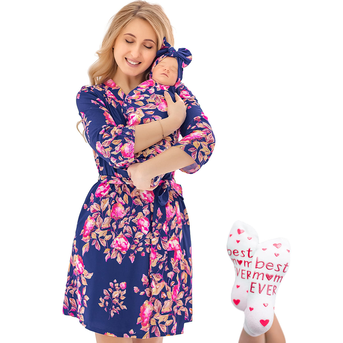 Mommy and Me Robe and Swaddle Set | Maternity Robe Matching Baby Girl, Boy