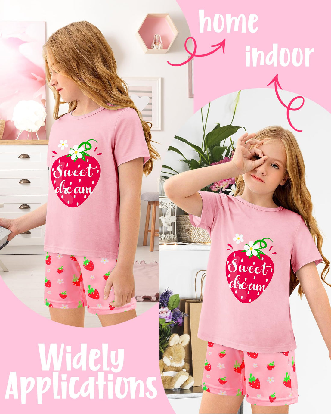 Sylfairy Girls Pajamas Short Sleeve Toddler Girls Summer Short Sets Sleepwear Clothes Kids Pajamas