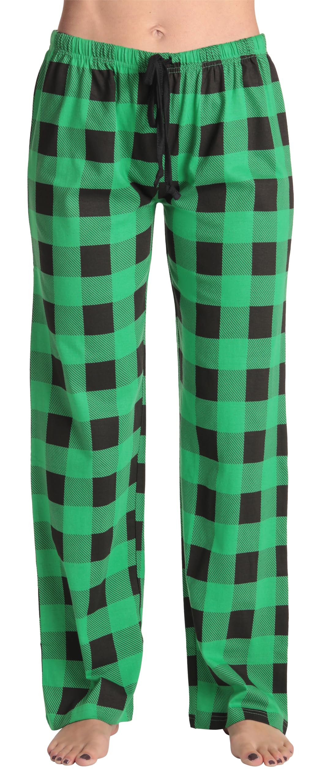 Just Love Women's Buffalo Plaid Pajama Pants, 100% Cotton Jersey Knit Sleep and Lounge PJ Bottoms