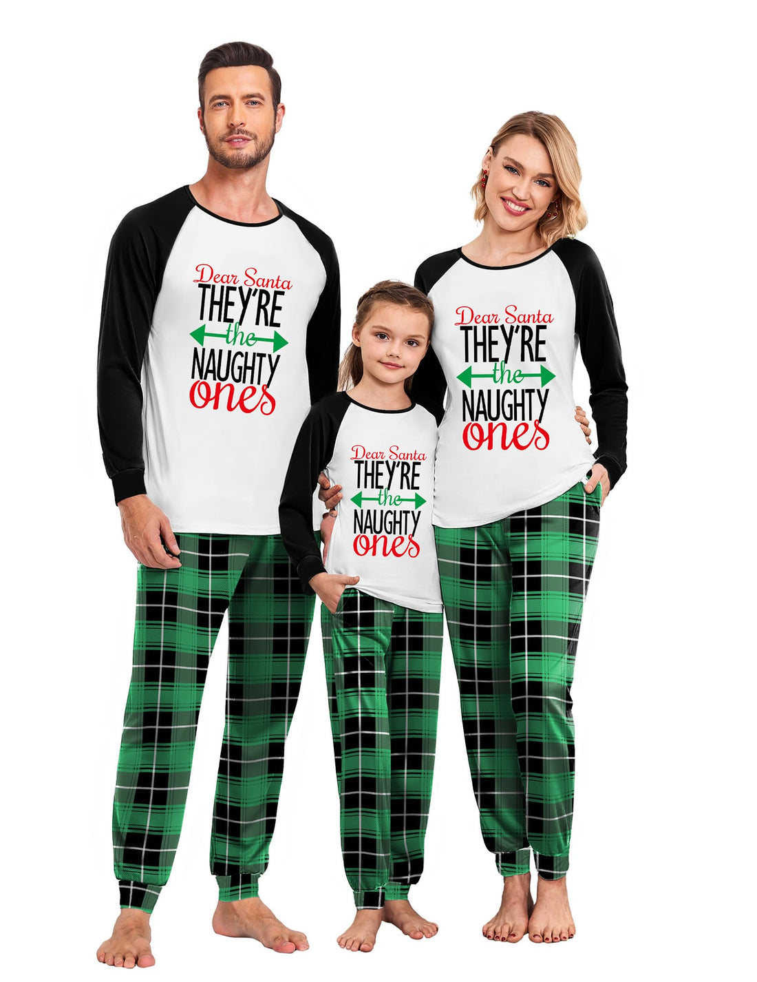 Ekouaer Christmas Pajamas for Family Long Sleeve Pjs Matching Sets with Plaid Pants Soft Sleepwear Loungewear
