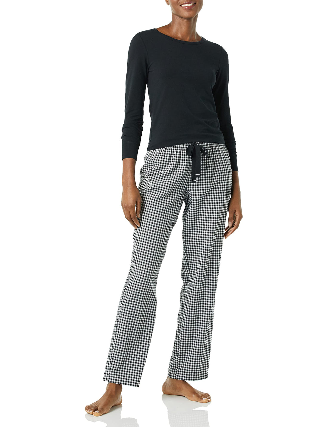 Amazon Essentials Women's Lightweight Flannel Pajama Pant and Long-Sleeve T-Shirt Sleep Set