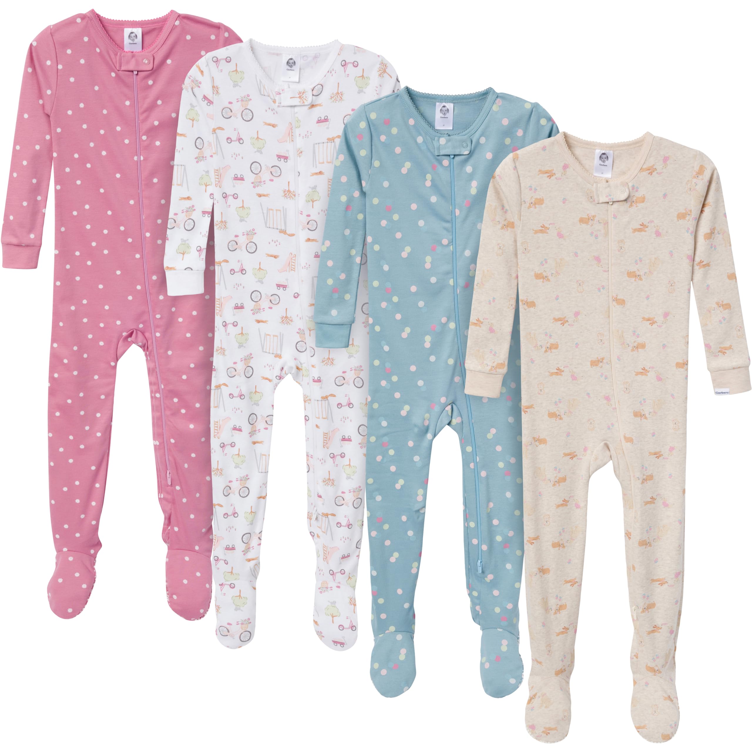 Gerber Baby Girls 4-pack Footed Pajamas