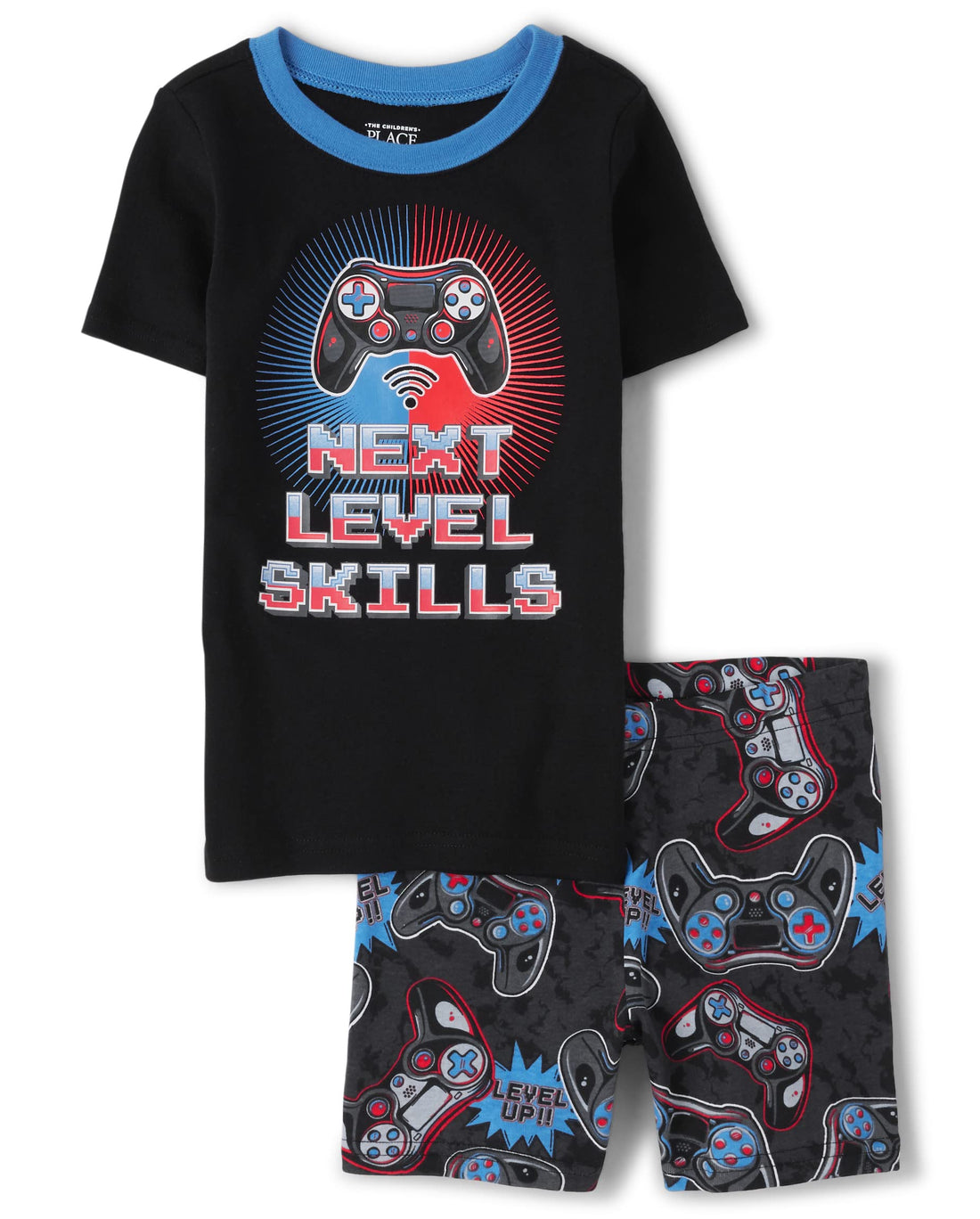 The Children's Place Boys' Short Sleeve Top and Shorts Snug Fit 100% Cotton 4 Piece Pajama Set