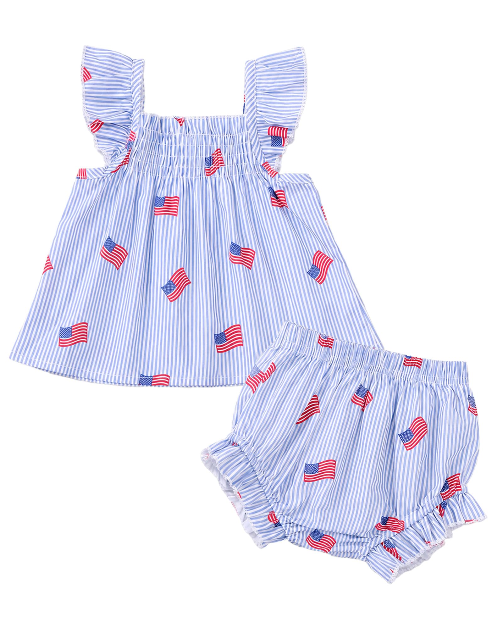 Jecson Newborn Baby Girl Summer Clothes Infant Girl Outfits Sleeveless Ruffle Top and Bloomers Shorts Set 0 3 6 12 Month WEBE CLOTHING