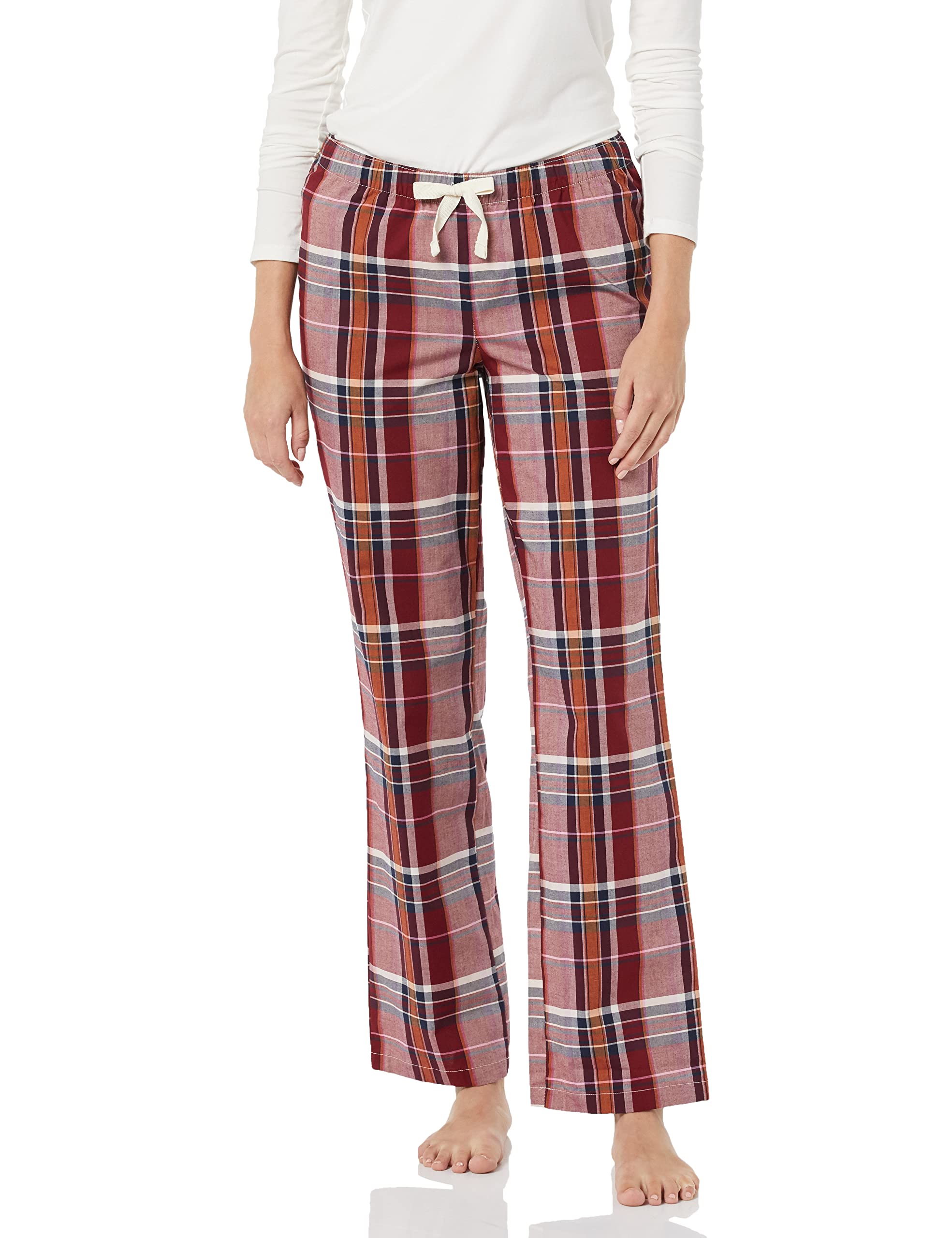 Amazon Essentials Women's Cotton Pajama Pants, Breathable Poplin Sleep Pant with Drawstring Elastic Waist