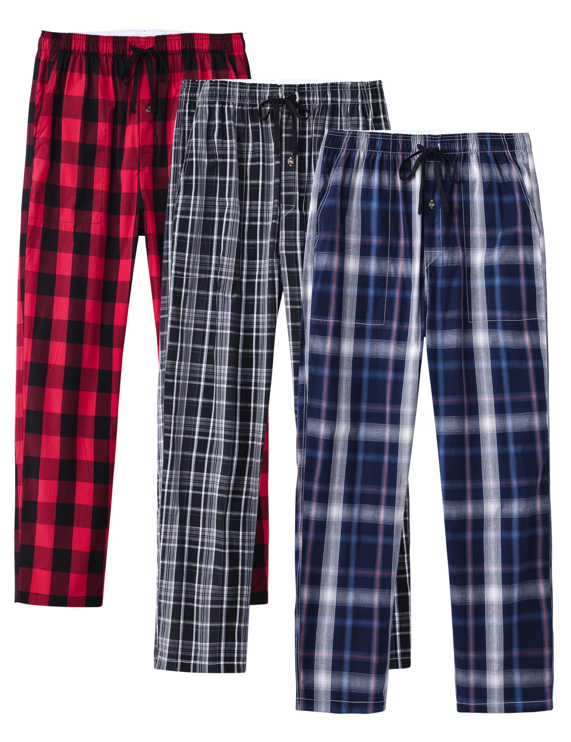 MoFiz Men's Pajama Pants Ultra Lightweight Pjs Bottoms Sleepwear Bottom Pants with Pocket Drawstring 3-Pack