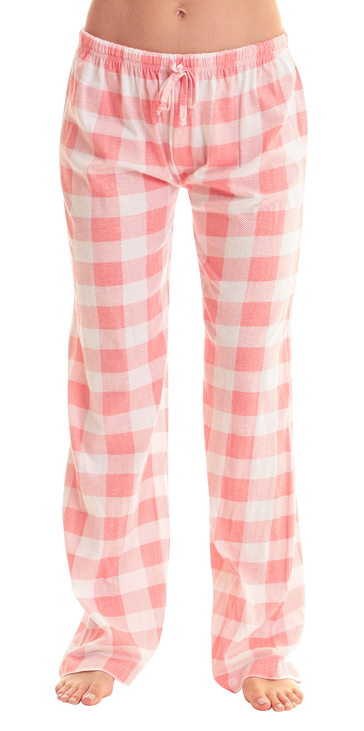Just Love Women's Buffalo Plaid Pajama Pants, 100% Cotton Jersey Knit Sleep and Lounge PJ Bottoms