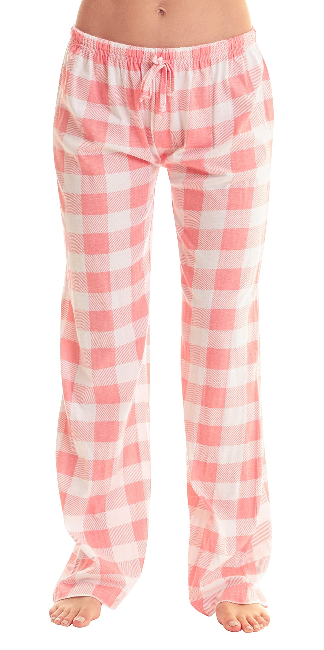 Just Love Women's Buffalo Plaid Pajama Pants, 100% Cotton Jersey Knit Sleep and Lounge PJ Bottoms