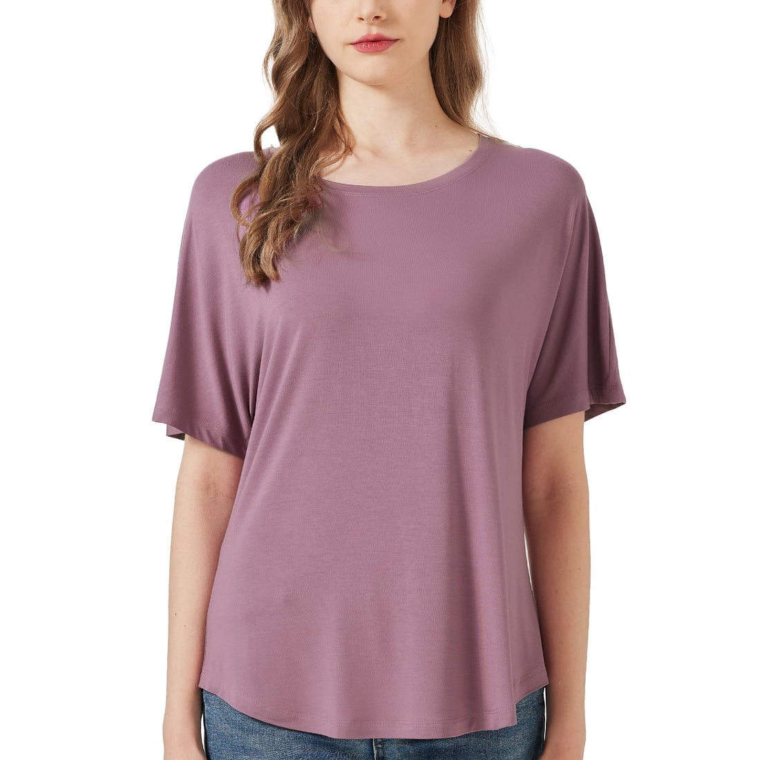 netdraw Women's Ultra Soft Bamboo Viscose Dolman Top Loose Fit Trendy Casual Lounge Short Sleeve Pajama Batwing T-Shirt