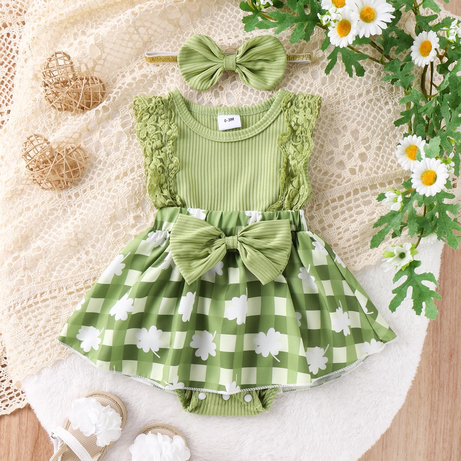 Baby Girl Clothes Newborn Romper Dress Infant Lace Ruffle Sleeveless Summer Outfits with Headband 0-12 Months WEBE CLOTHING
