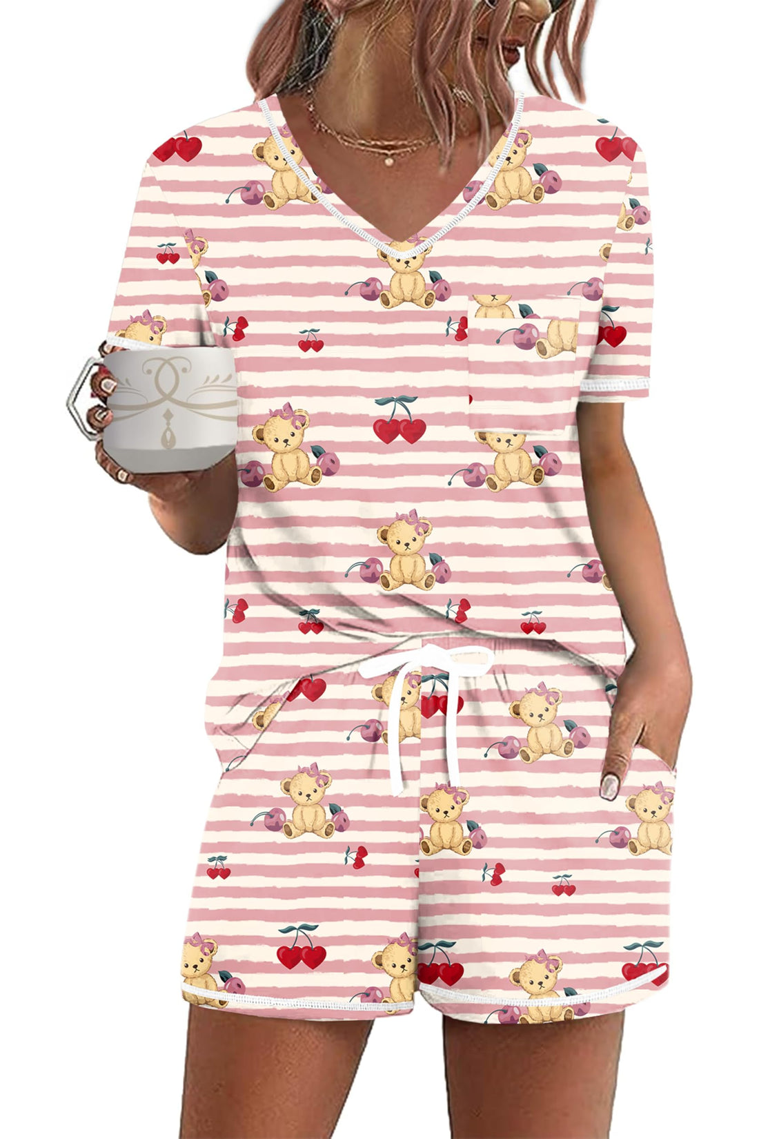 Ekouaer Women's Pajamas Sets Short Sleeve Pjs Two Piece Sleepwear Casual Lounge Sets With Pockets