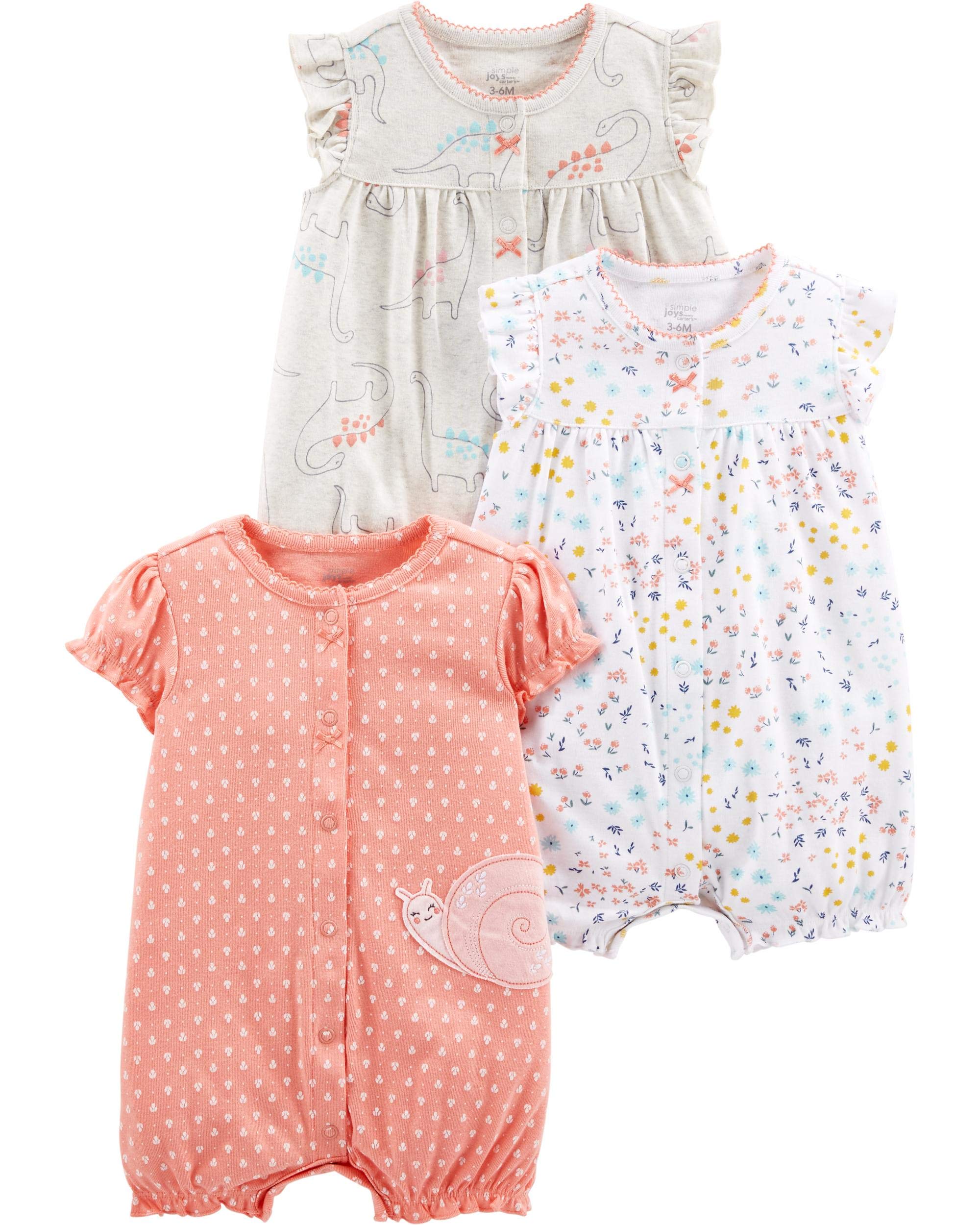 Simple Joys by Carter's Baby Boys 3 pack Snap up Rompers WEBE CLOTHING
