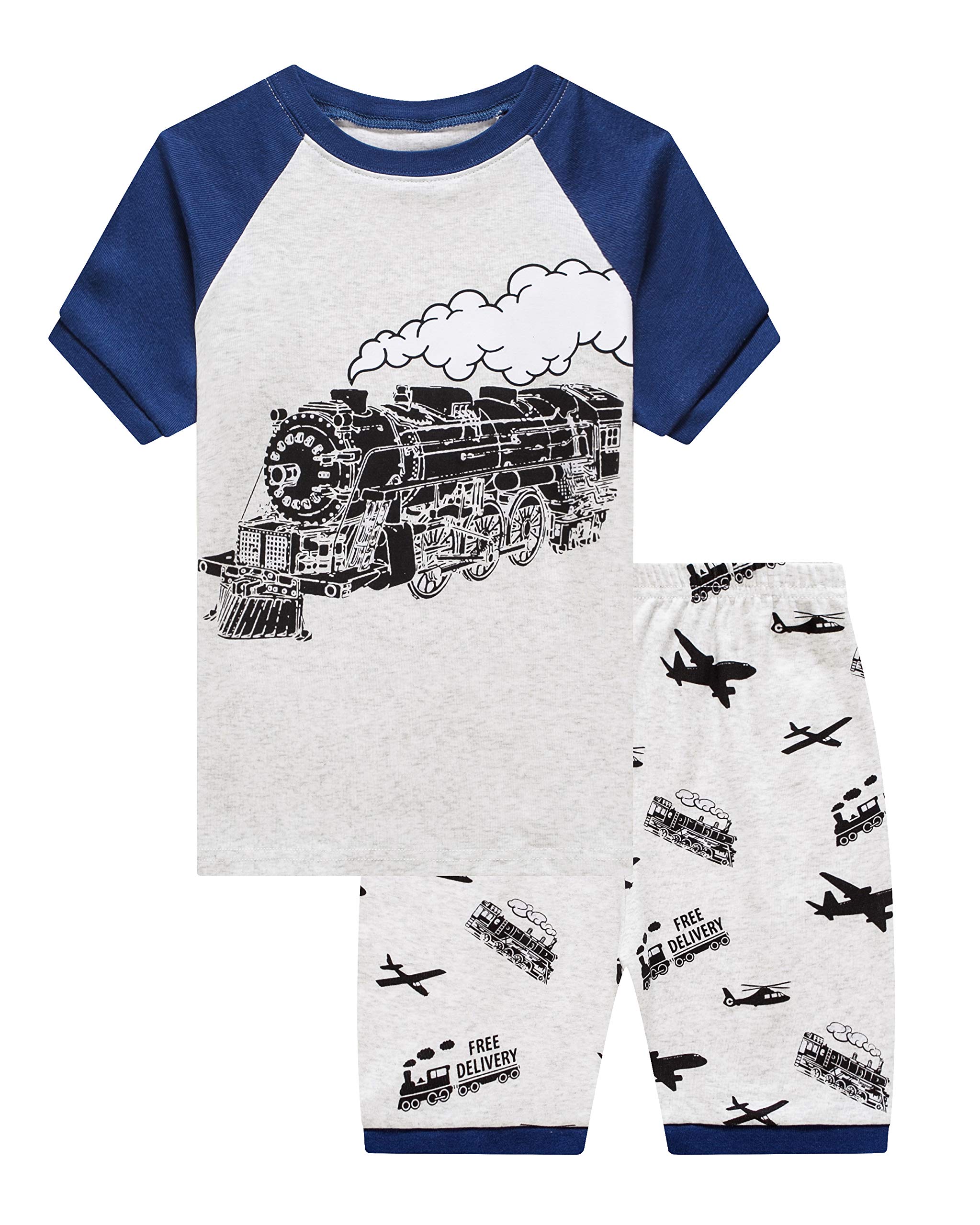 KikizYe Boys Short Sleeve Pajamas Kids Summer Pjs Children Pajamas