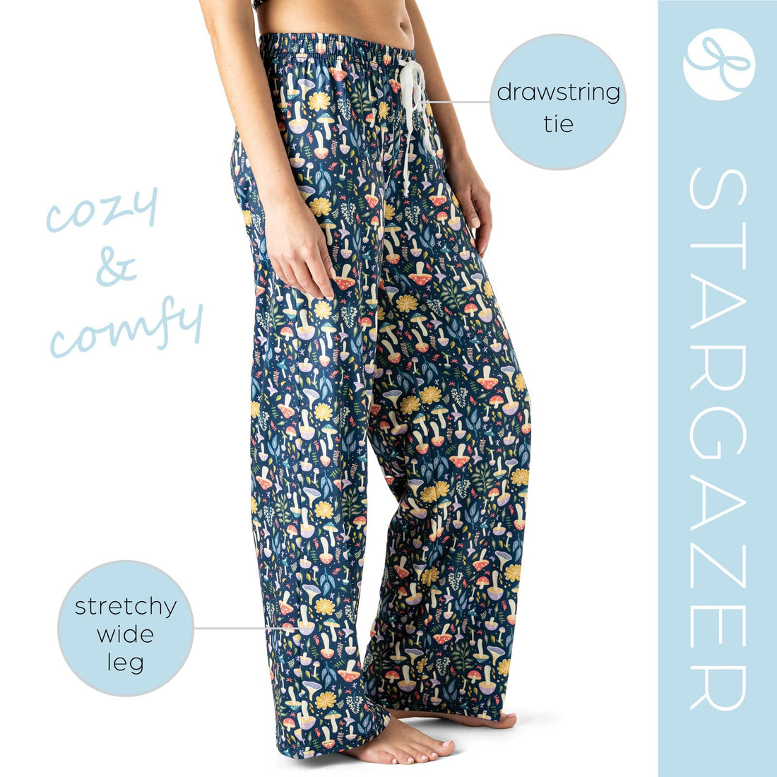 Hello Mello Signature Lounge Pants Womens Soft Pajama Bottoms Elastic Waistband Drawstring Tie