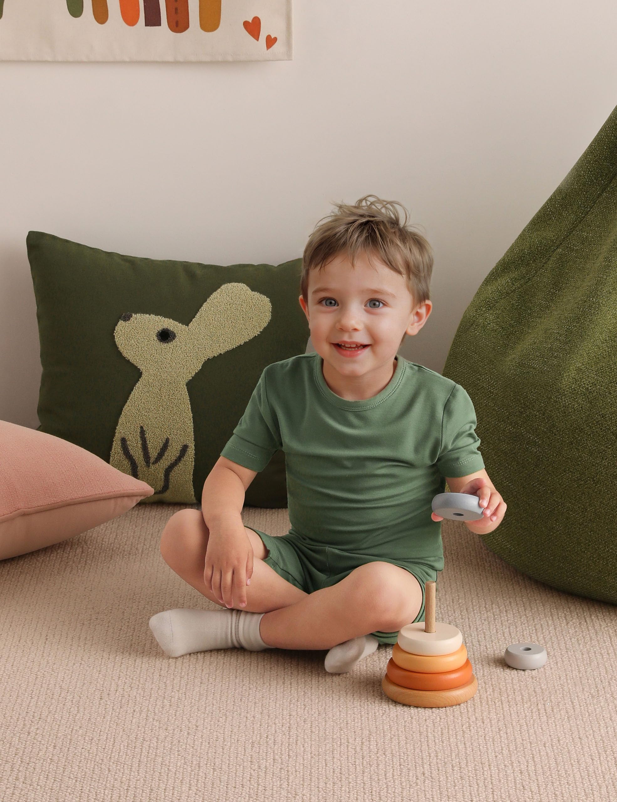 Yoofoss Toddler Pajamas Rayon Made from Bamboo Short Sleeve Baby Clothes Boys and Girls Kids Pajamas Set Pjs Soft Cool