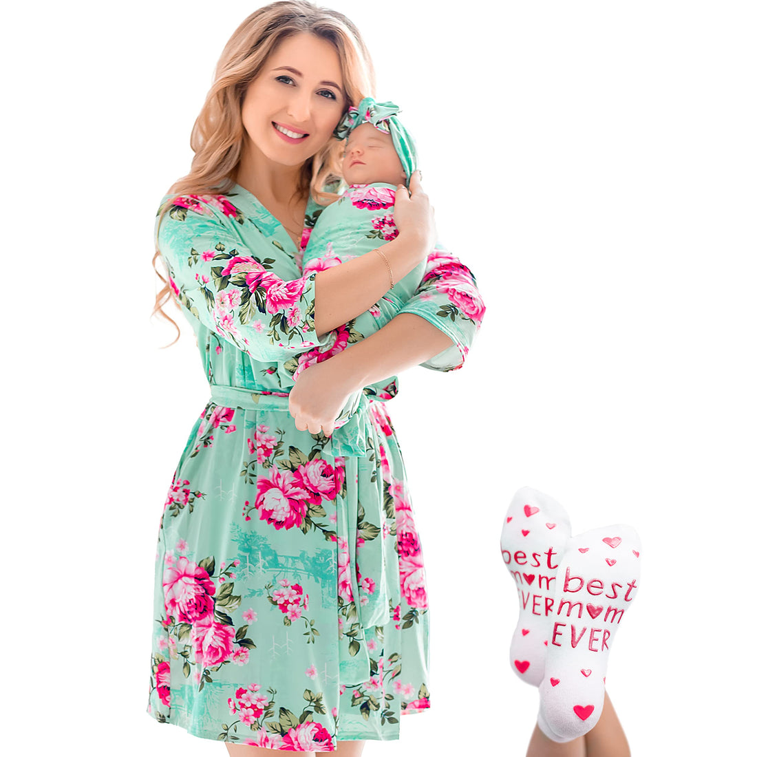 Mommy and Me Robe and Swaddle Set | Maternity Robe Matching Baby Girl, Boy