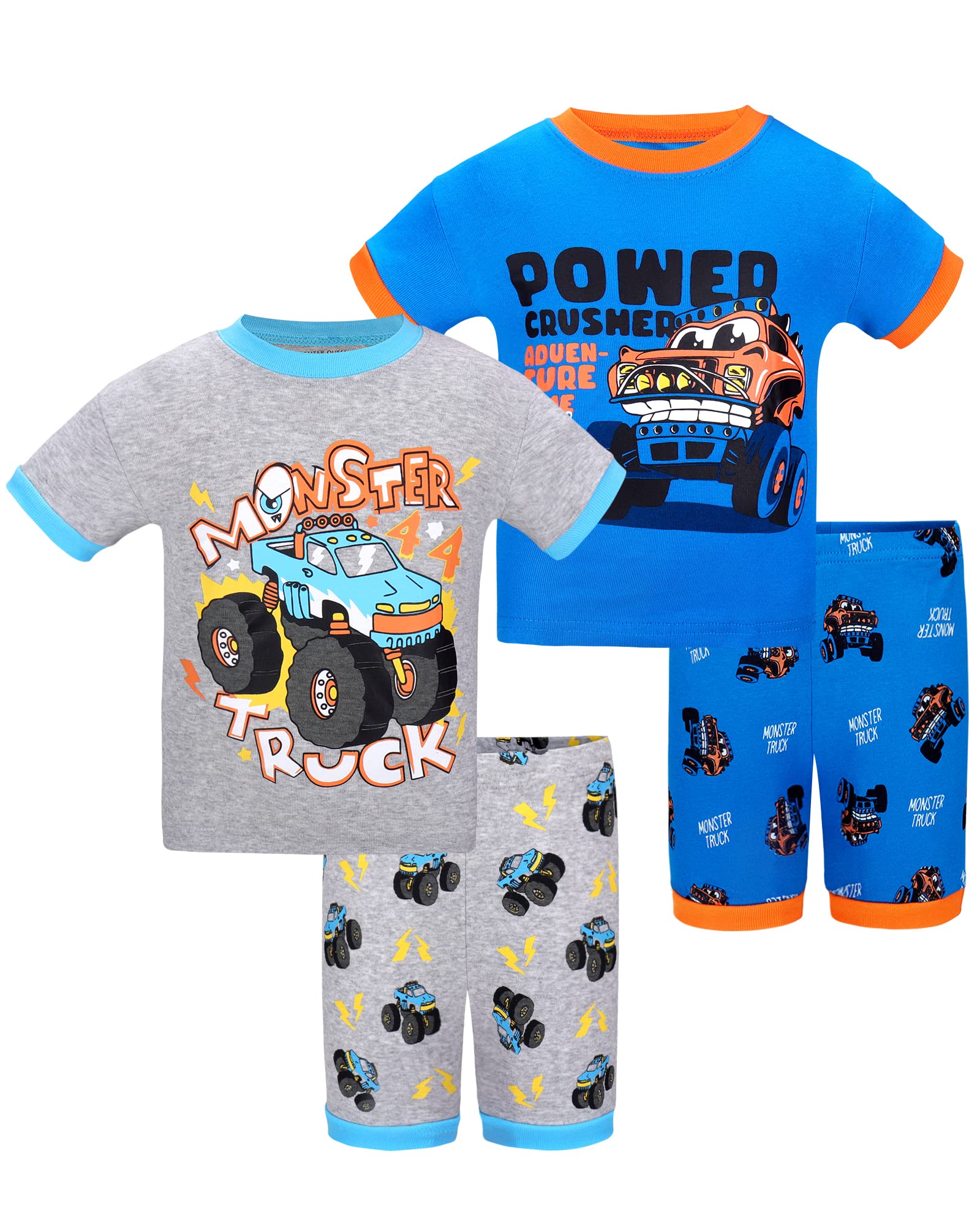DAUGHTER QUEEN Boys Pajamas 4 Pieces Short Set 100% Cotton Sleepwear Size 18 Months-12 Years