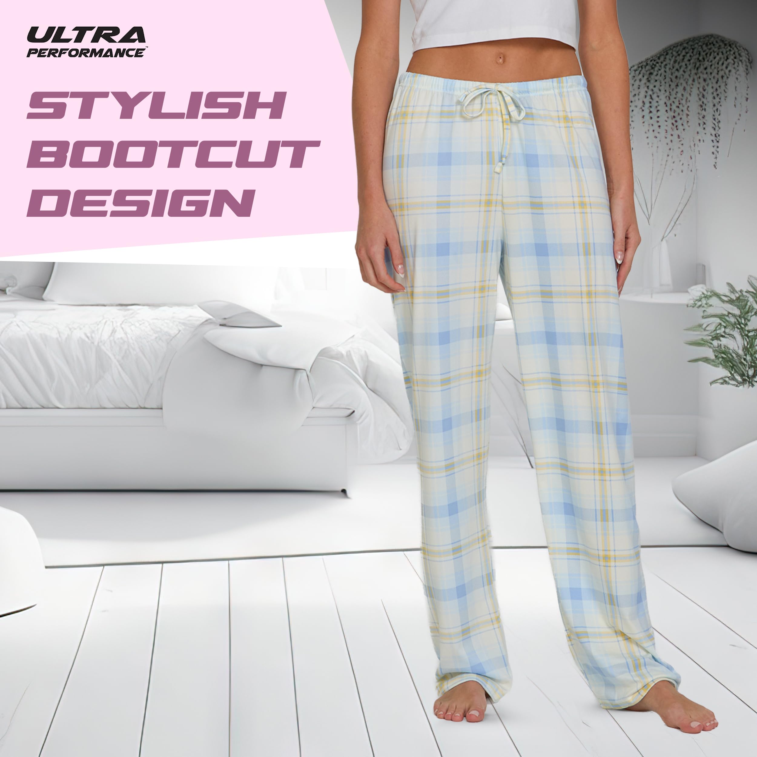Ultra Performance Womens Pajama PJ Pants 3 Pack Lounge Bottoms Pajamas for Women (Avail in Plus Sizes)