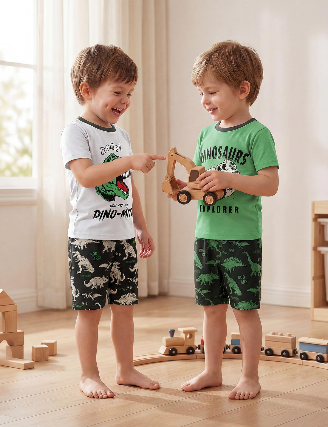 Yoofoss Toddler Pajamas 100% Organic Cotton 4 Piece Short Sleeve Summer Pajama Set Kids Pajamas Boys Girls Snug Fit Pjs Set