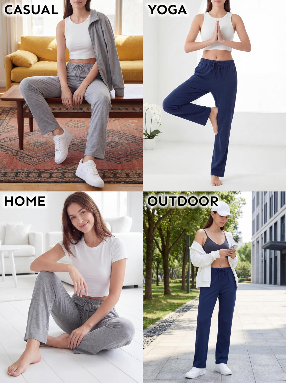 Andrew Scott Women's Cotton Blend Pajama Lounge Pants | Soft Knit Sleepwear with Pockets & Drawstring | Multi-Pack