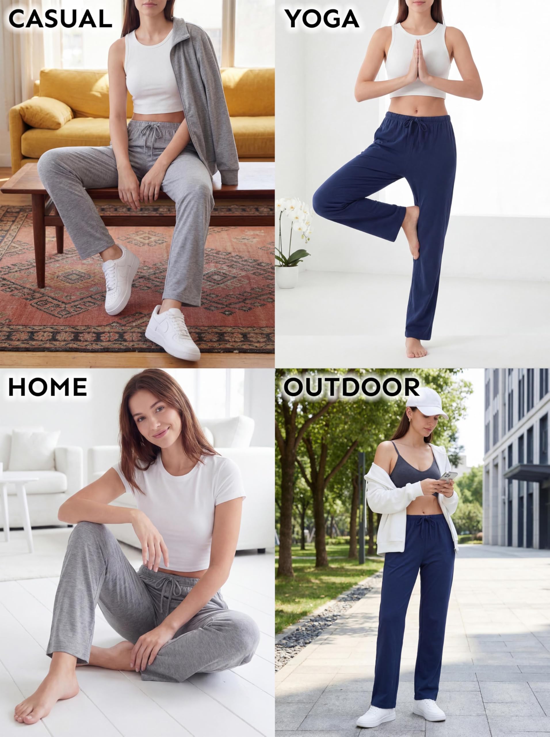 Andrew Scott Women's Cotton Blend Pajama Lounge Pants | Soft Knit Sleepwear with Pockets & Drawstring | Multi-Pack