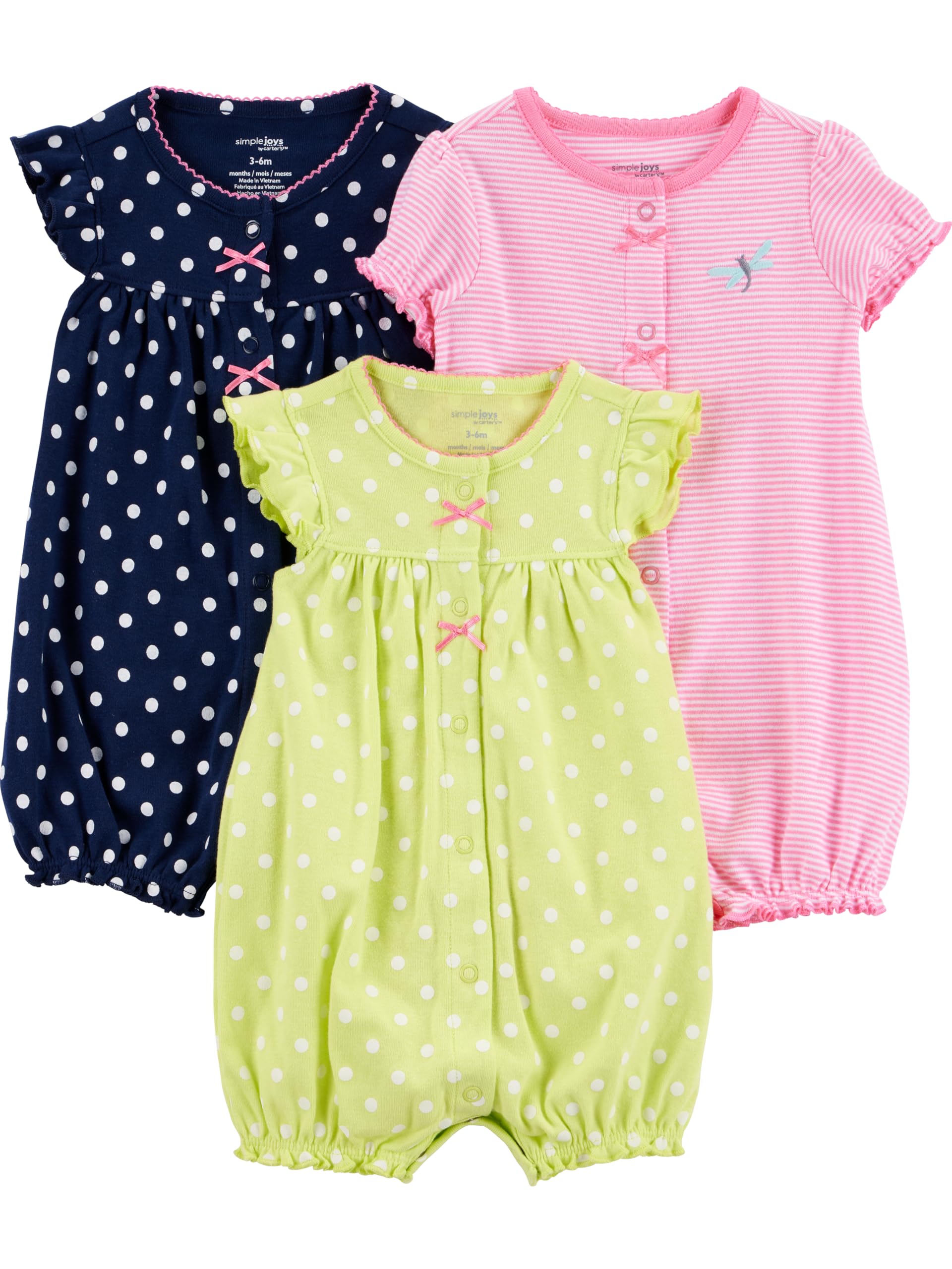 Simple Joys by Carter's Baby Boys 3 pack Snap up Rompers WEBE CLOTHING