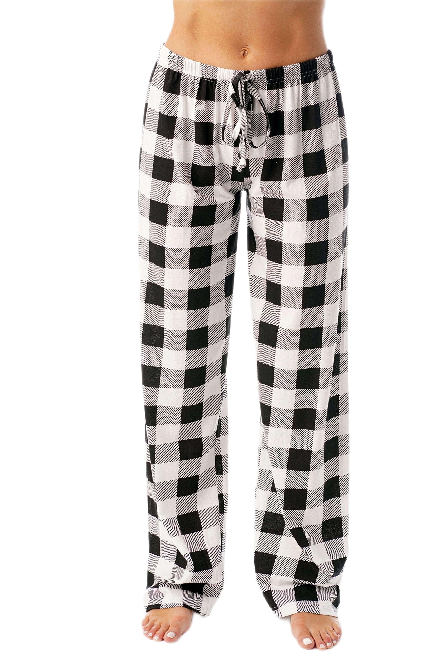 Just Love Women's Buffalo Plaid Pajama Pants, 100% Cotton Jersey Knit Sleep and Lounge PJ Bottoms